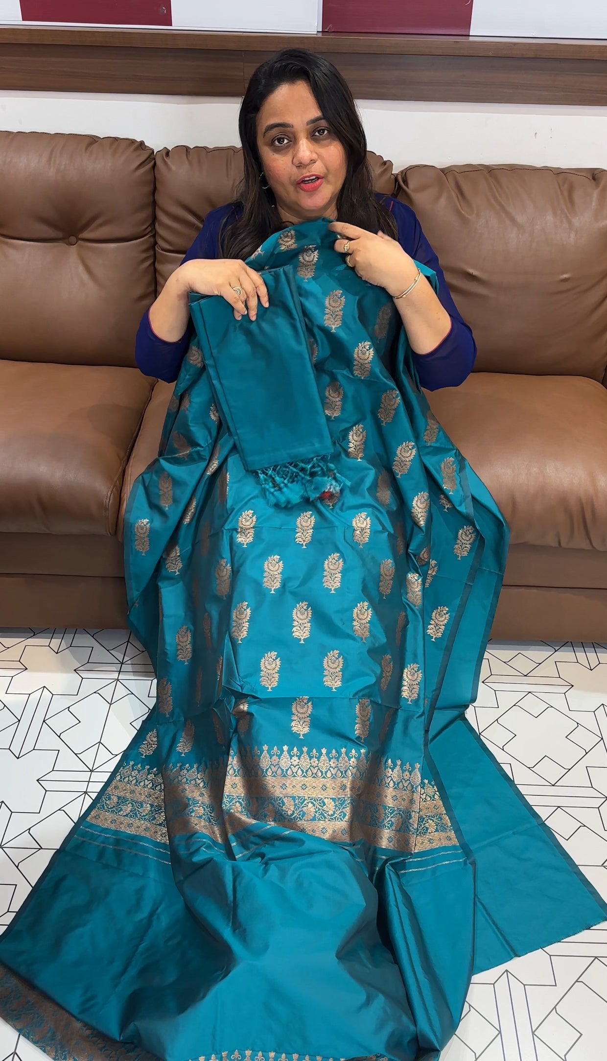 SEMI BANARASI UNSTITCHED SALWAR SUITS - IHA 28013