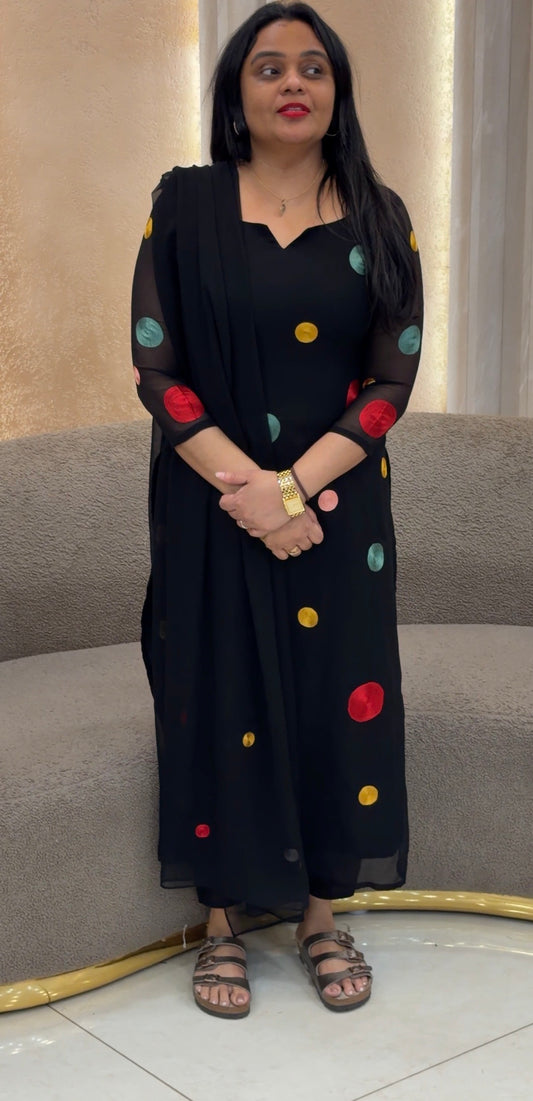 FORWARD FAUX GEORGETTE SLITTED TOP AND DUPATTA - IHA 35923