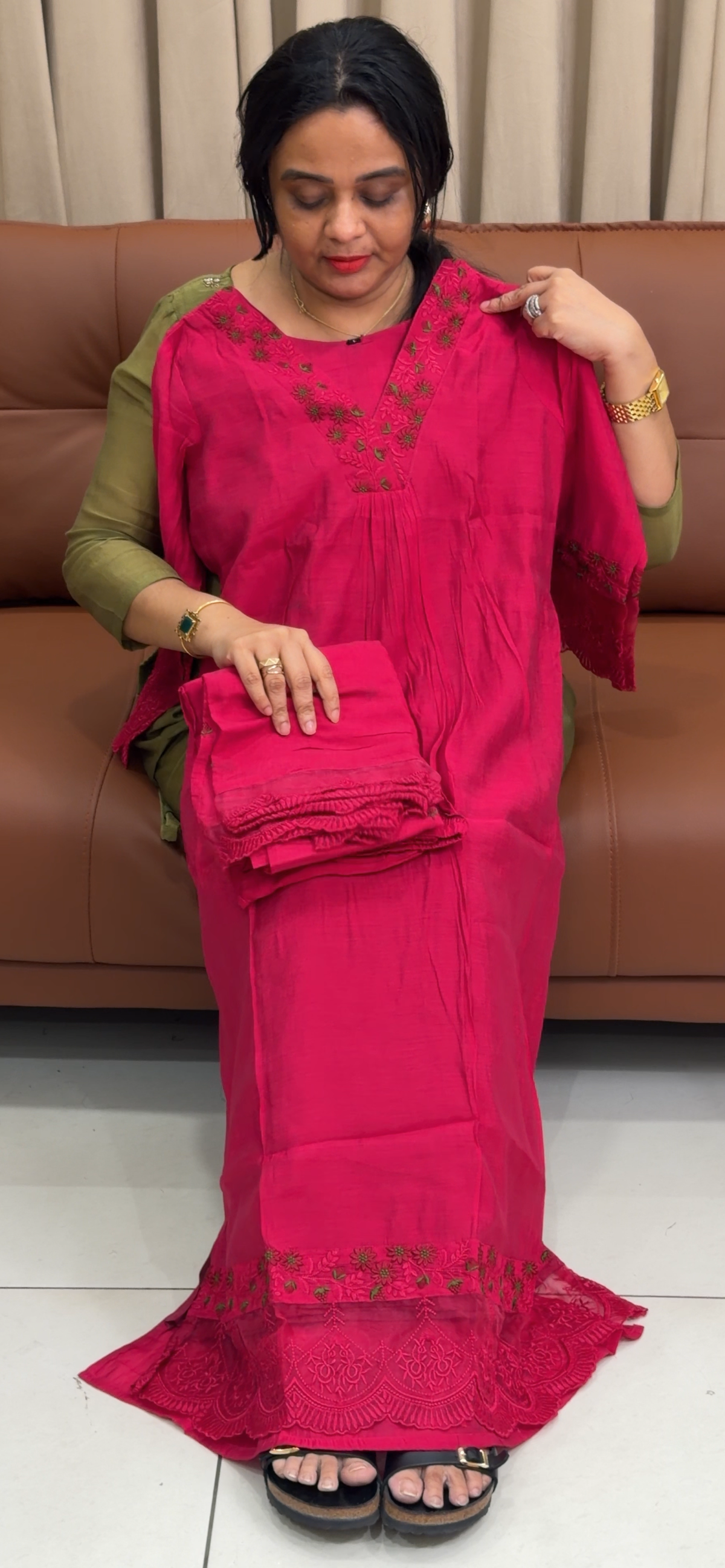 MUL CHANDERI TOP, BOTTOM AND DUPATTA - IHA 35373