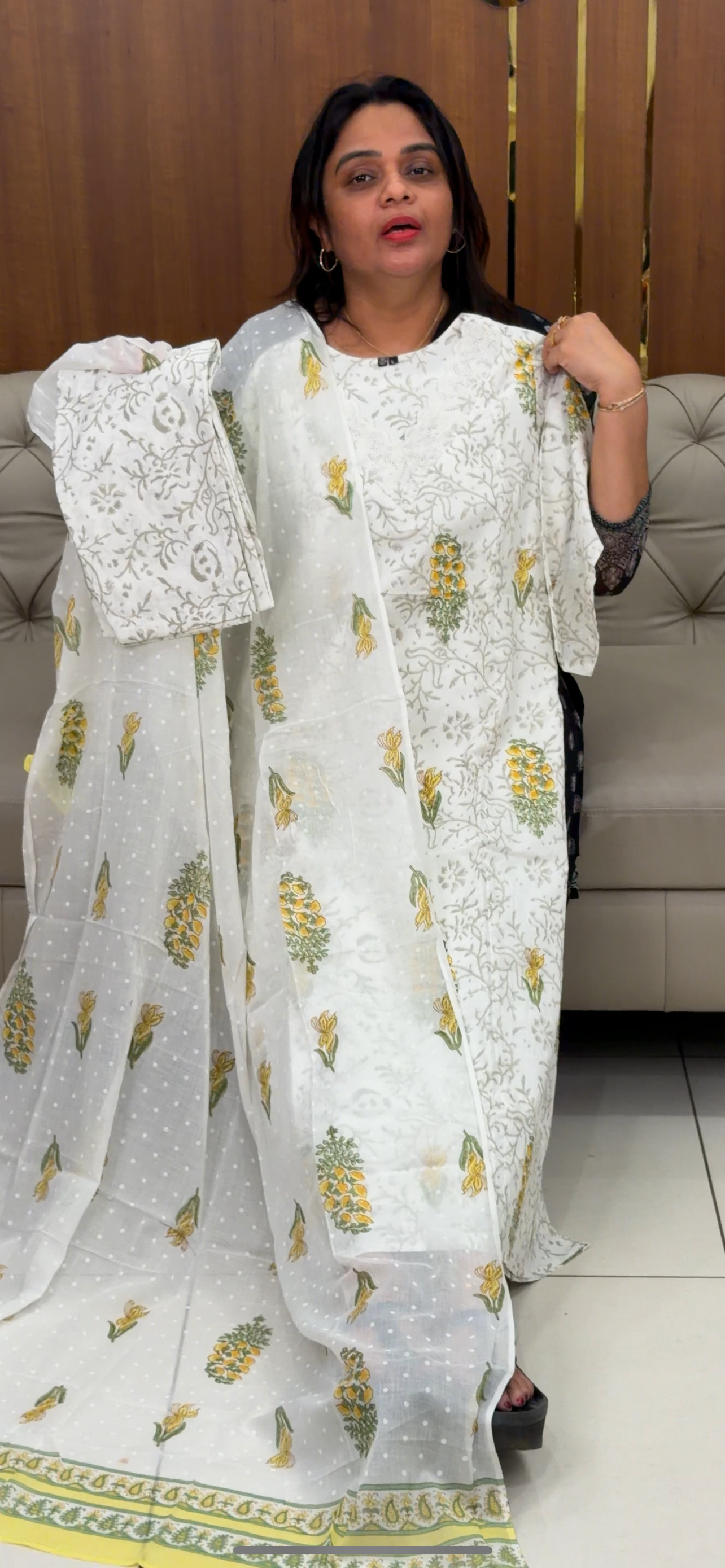 PRINTED A-LINE TOP, BOTTOM AND DUPATTA - IHA 29199