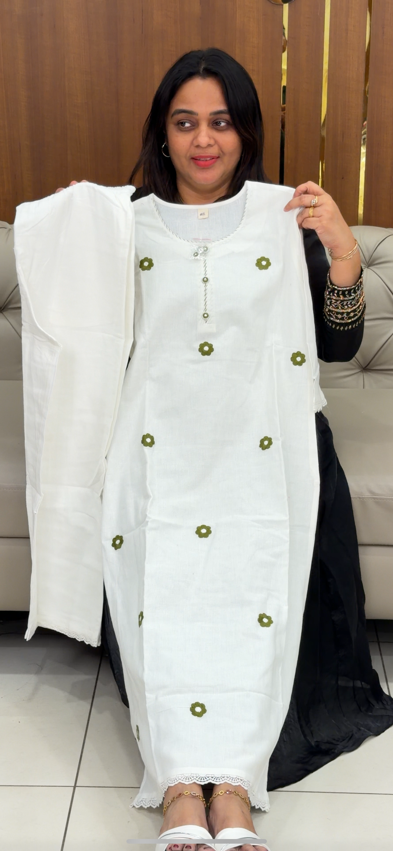 COTTON LINEN LONG TOP AND BOTTOM - IHA 29084