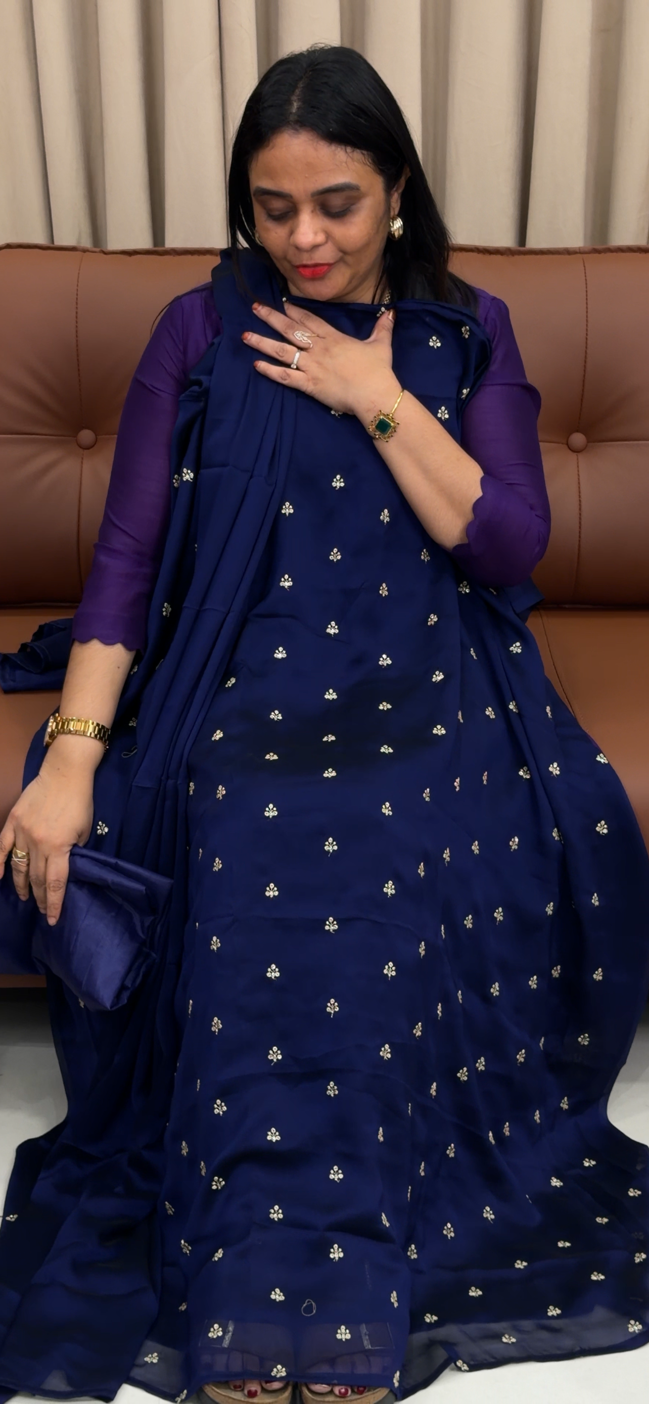 SILKY GEORGETTE UNSTITCHED SALWAR SUITS - IHA 33433