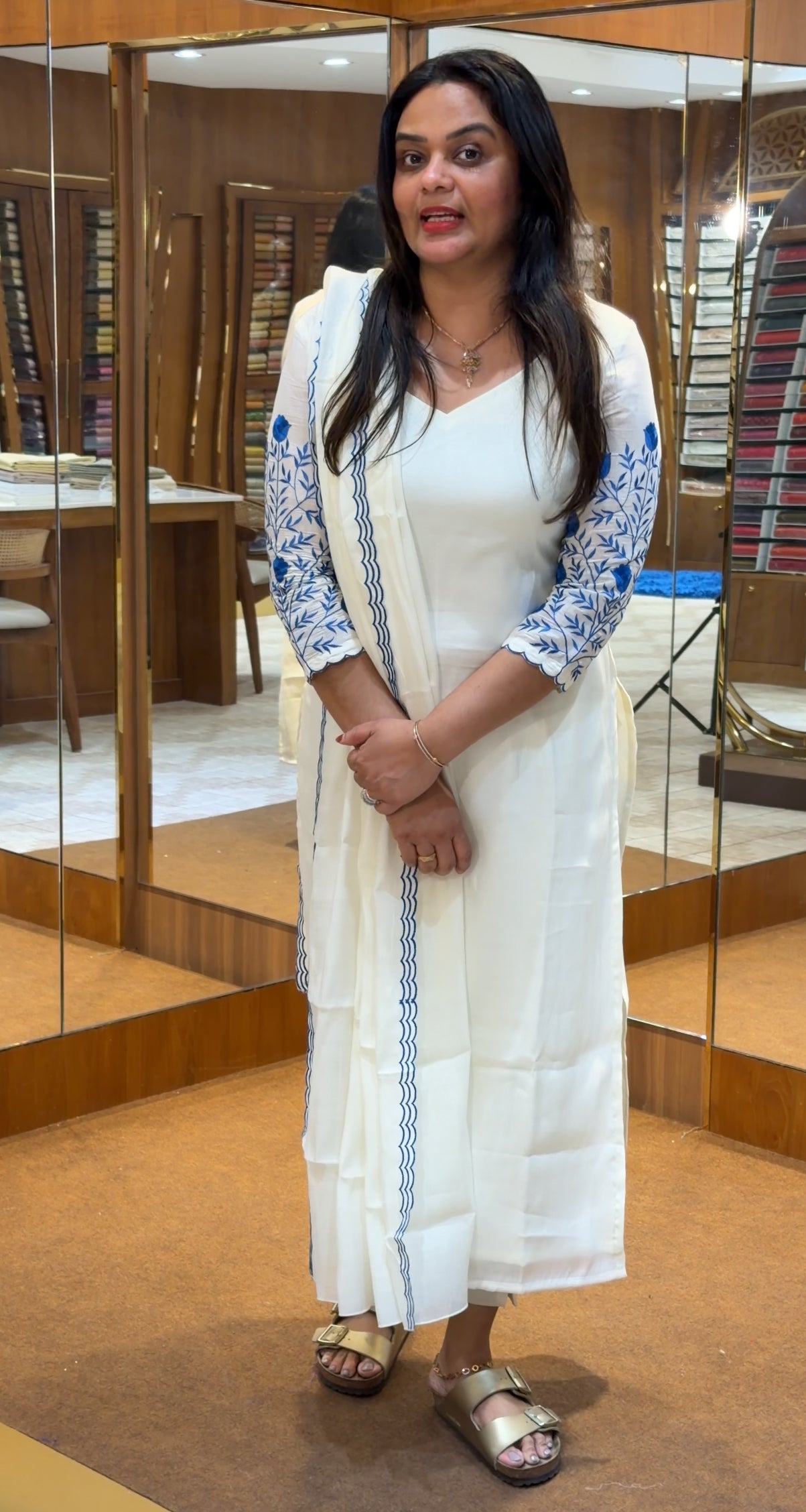 IHA'S IN-HOUSE MALAI CHANDERI TOP ,BOTTOM AND DUPATTA - IHA 32510