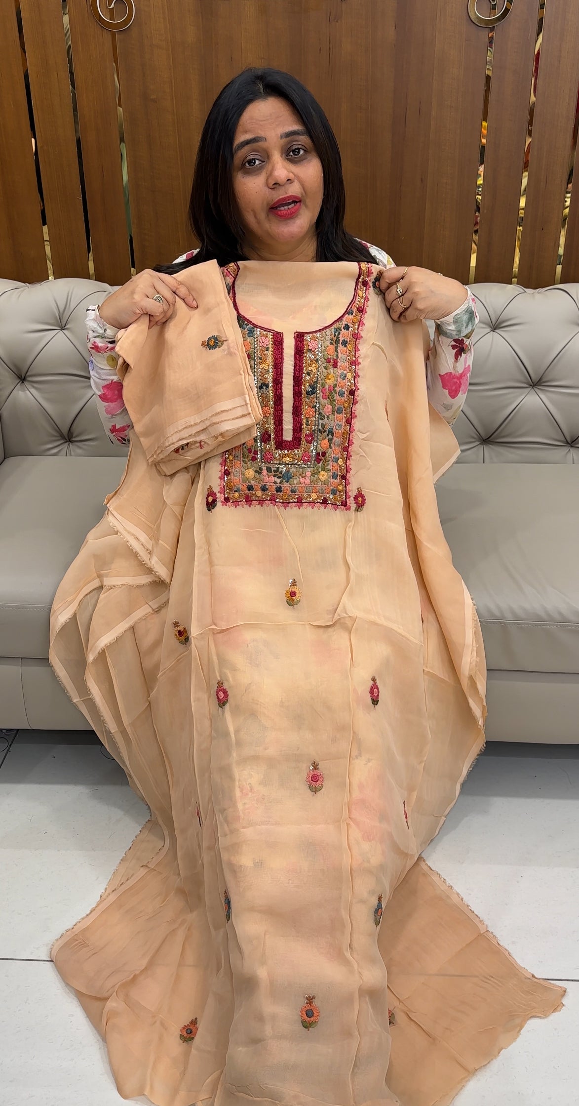 VISCOSE ORGANZA UNSTITCHED SALWAR SUITS - IHA 26349