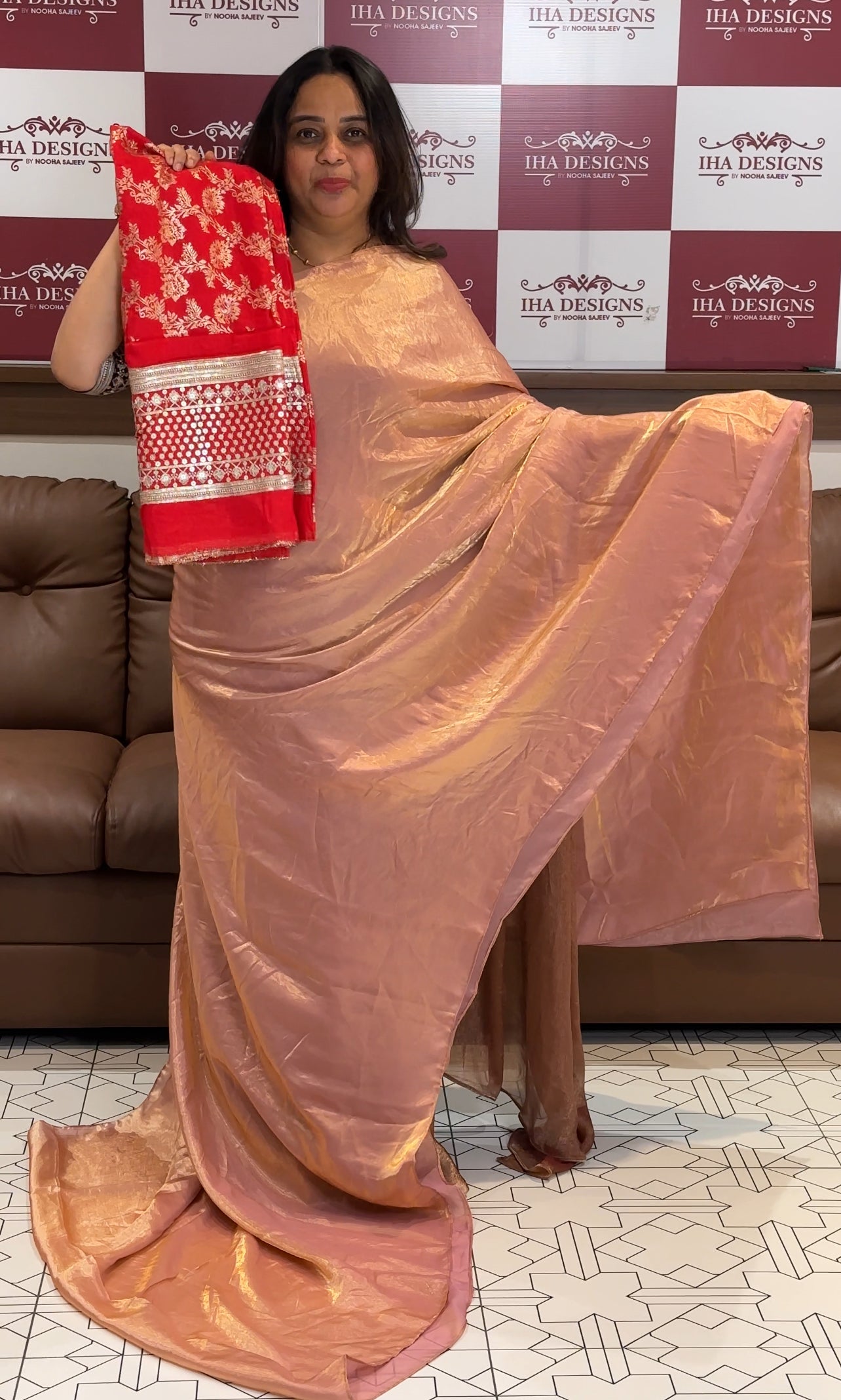 VELVET ORGANZA SAREES -  IHA 27191