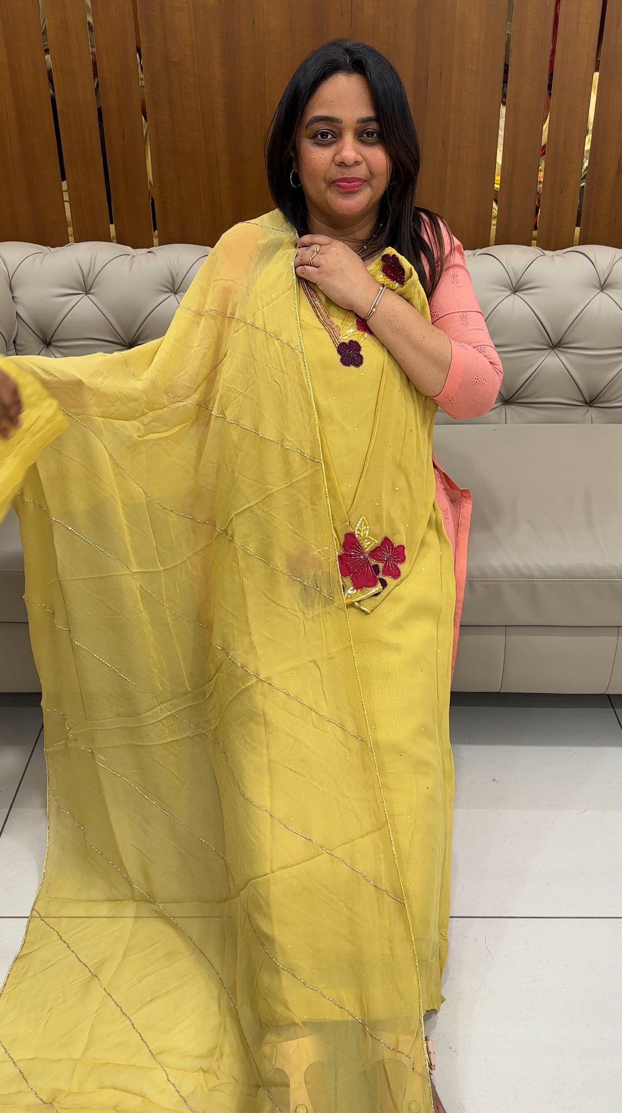 VISCOSE GEORGETTE TOP, BOTTOM AND DUPATTA  - IHA 27067