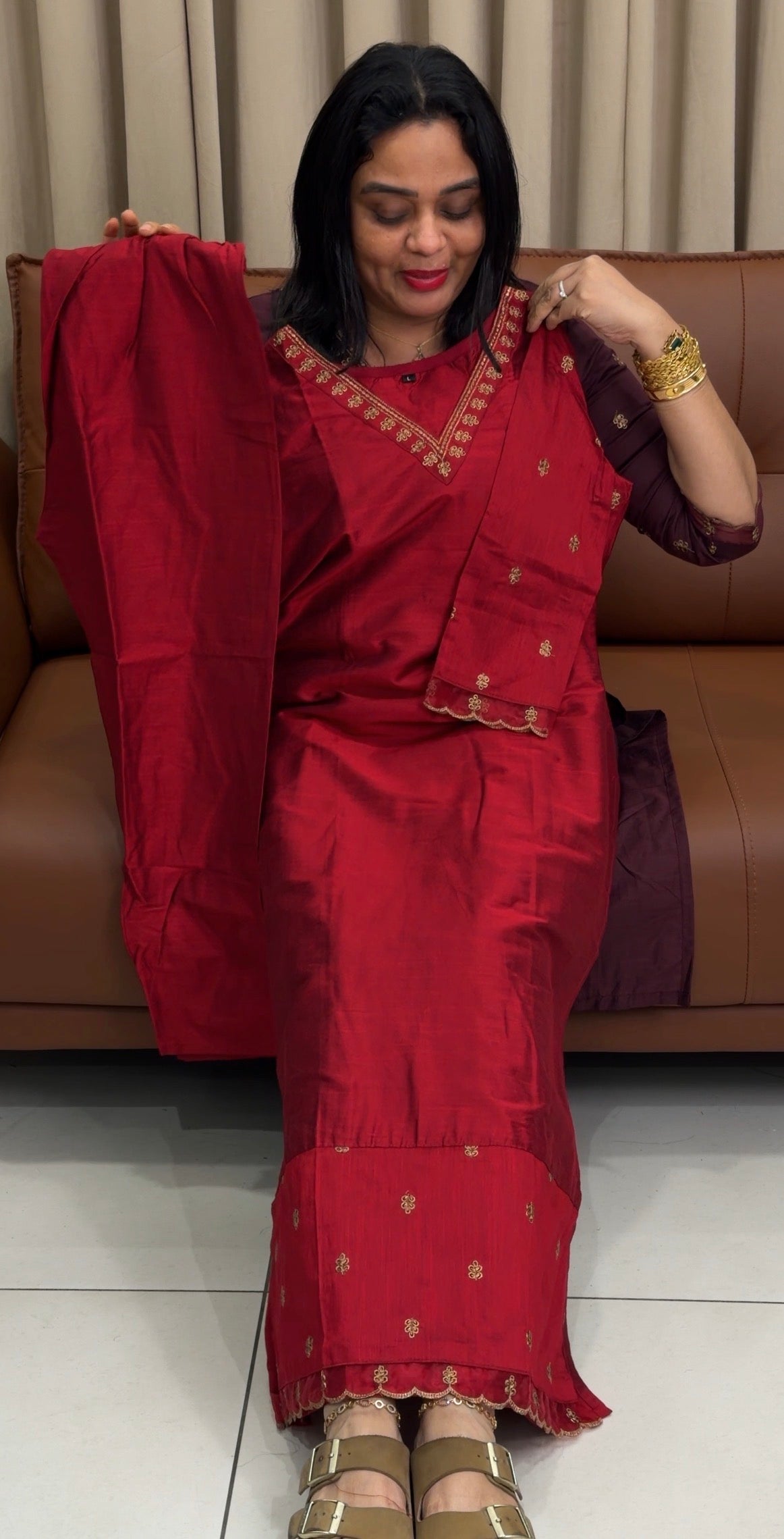 SLUB SILK CO-ORDS SETS - IHA 33742