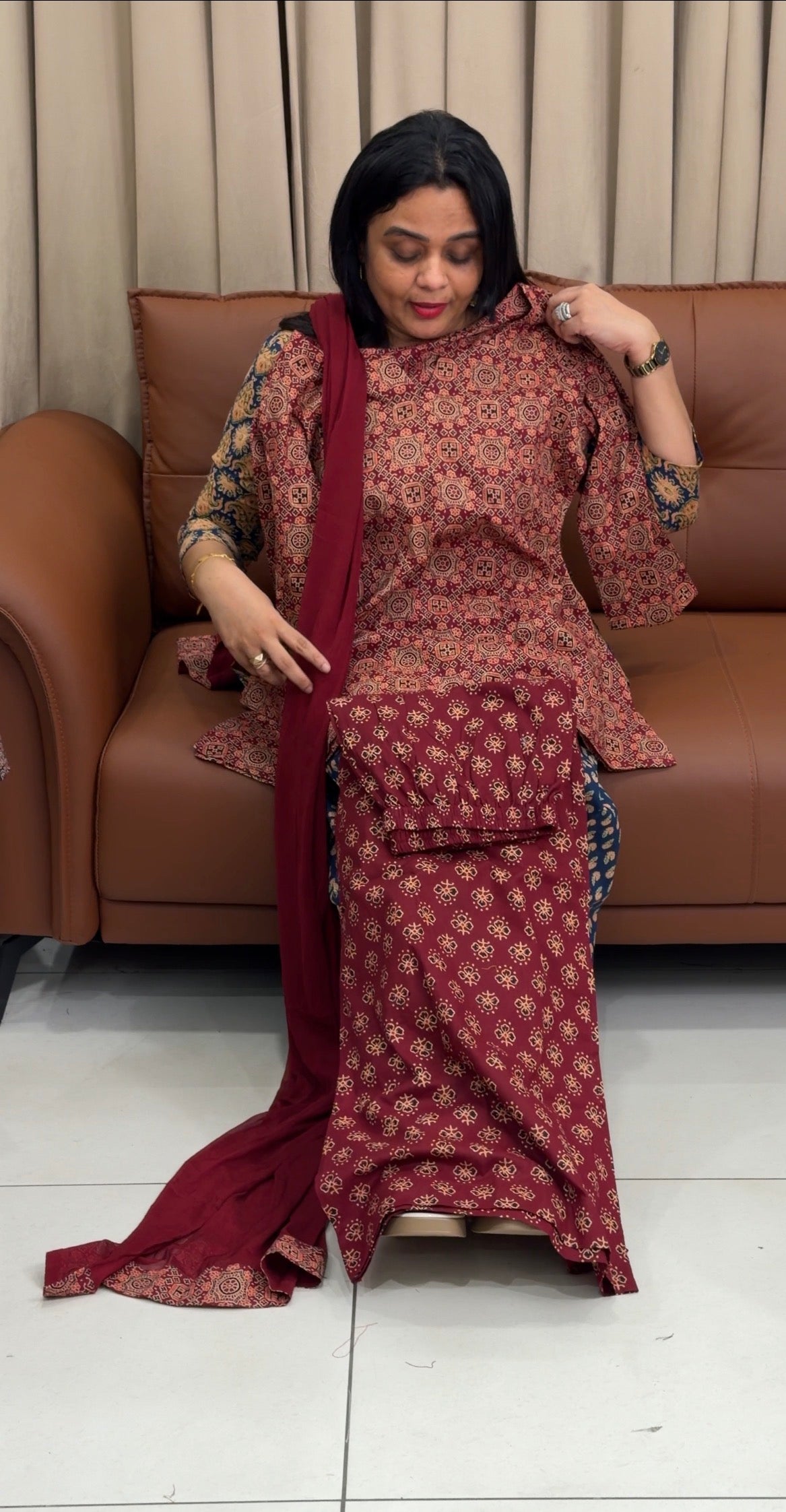 IHA'S IN-HOUSE PRINTED SHORT TOP,BOTTOM AND DUPATTA - IHA 35717