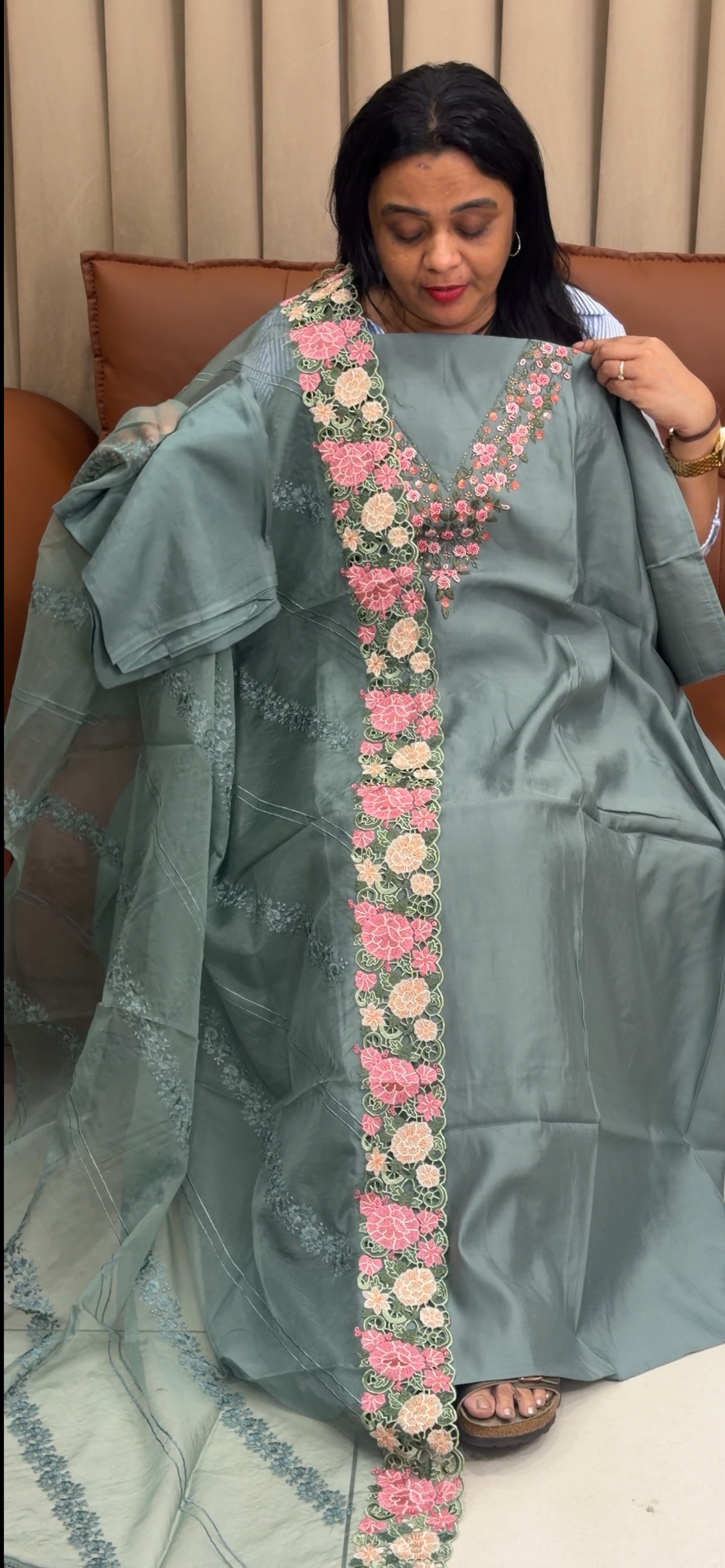 MALAI CHANDERI UNSTITCHED SALWAR SUITS - IHA 35930