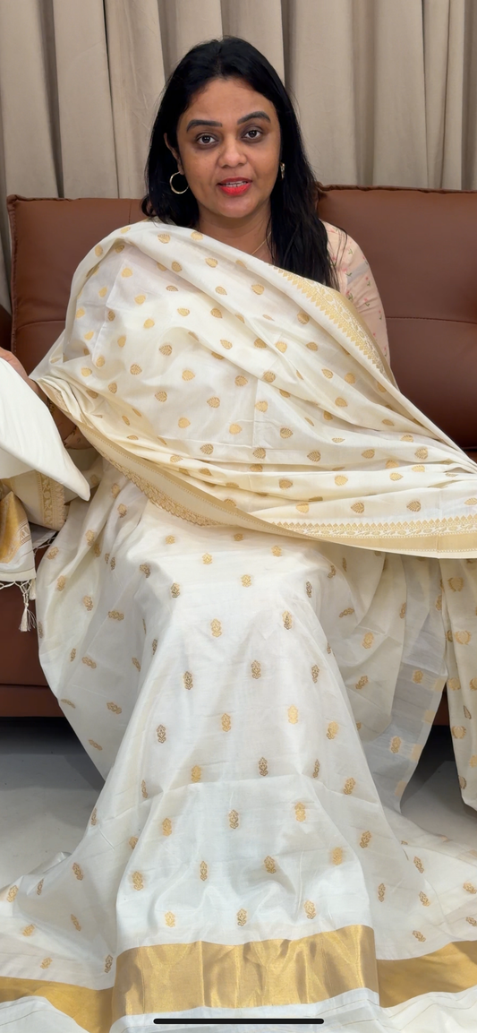 MUL CHANDERI UNSTITCHED SALWAR SUITS - IHA 33419