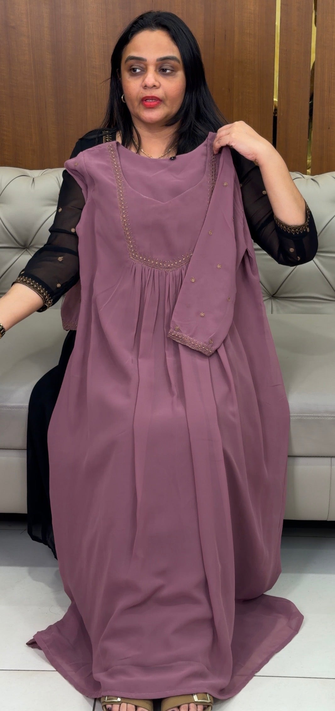 FAUX GEORGETTE ALINE TOPS - IHA 32575