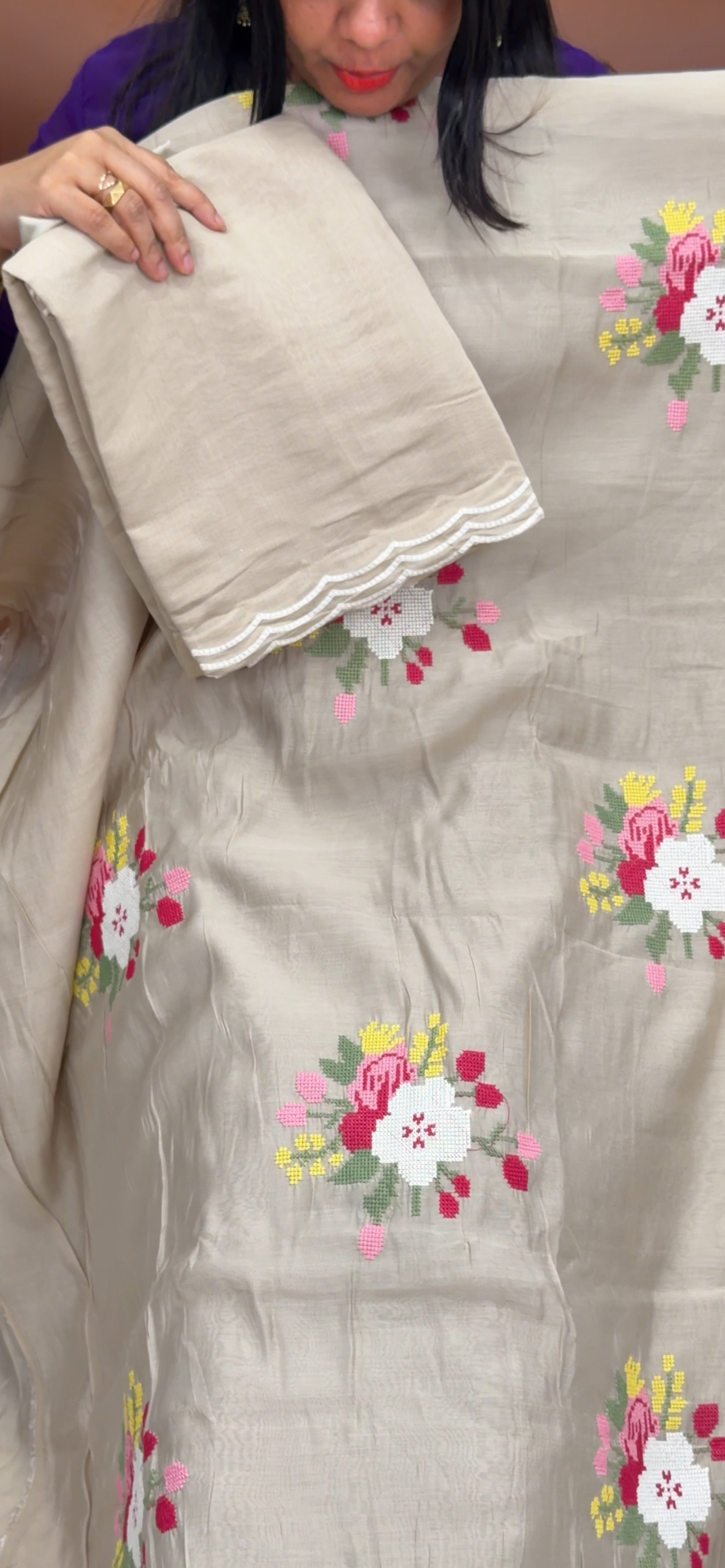 MALAI CHANDERI UNSTITCHED SALWAR SUITS - IHA 33679