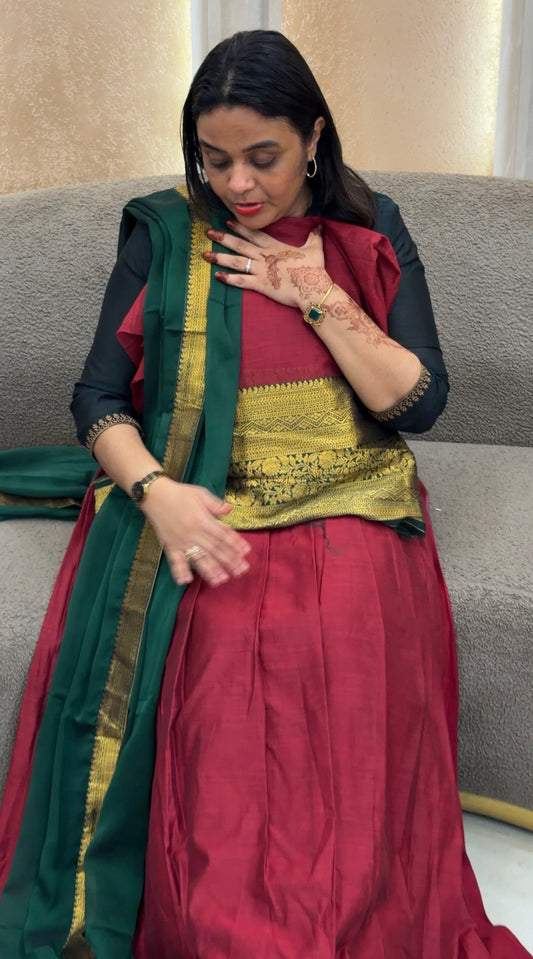 SEMI STITCHED DHAVANI SETS - IHA 33021