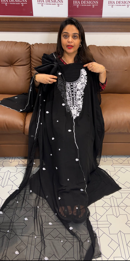 FAUX GEORGETTE UNSTITCHED SALWAR SUITS - IHA 24020