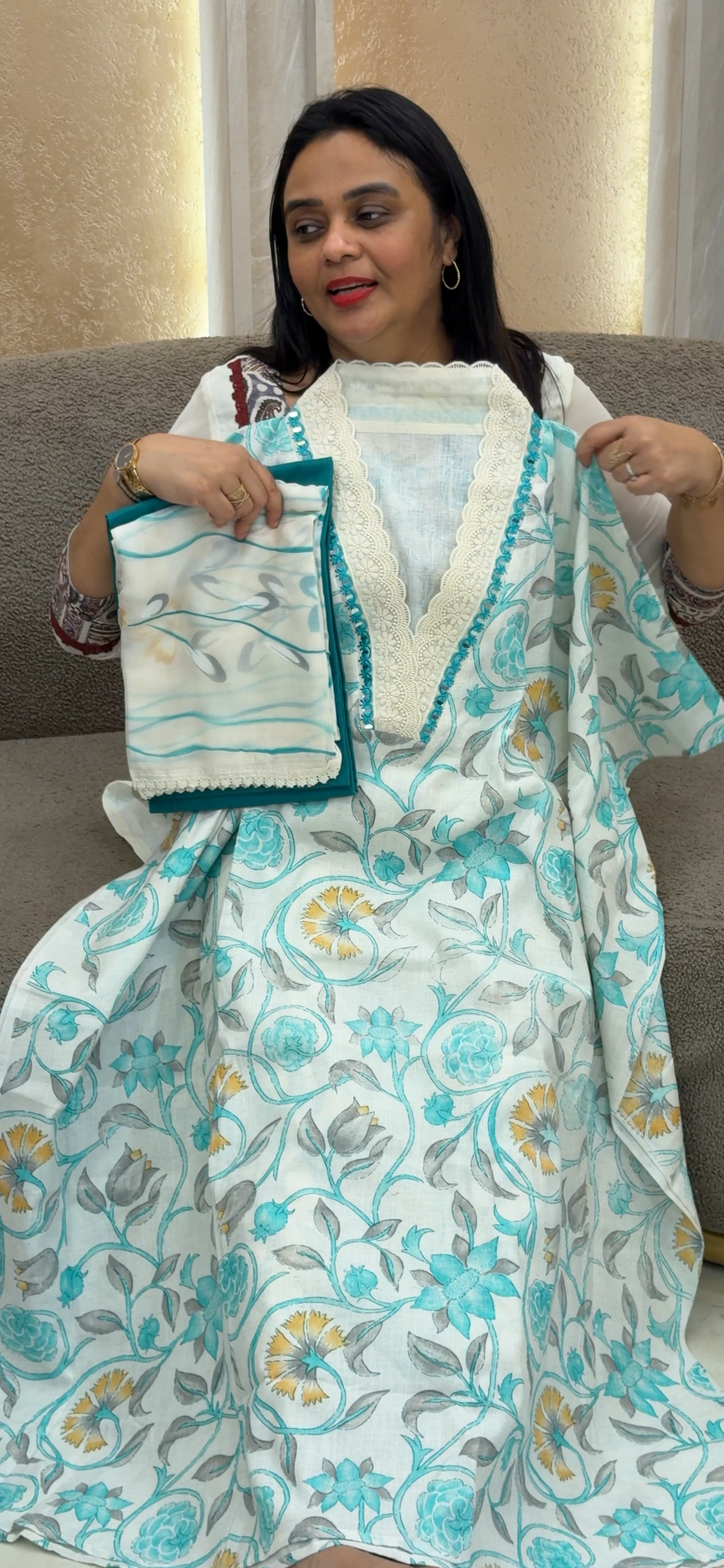 PRINTED COTTON UNSTITCHED SALWAR SUITS - IHA 32909