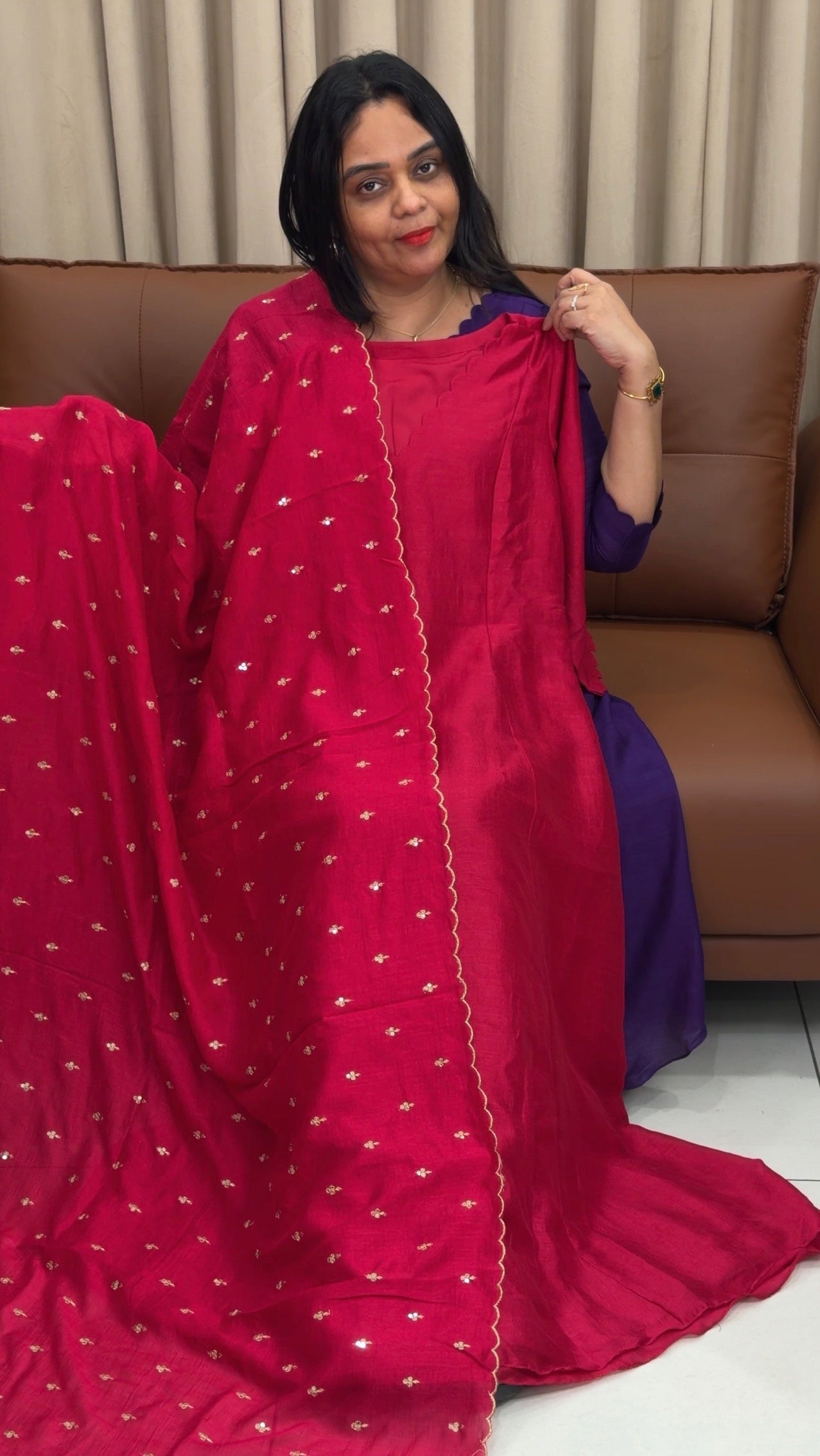IHA'S IN-HOUSE SEMI RAW SILK SLITTED TOP AND DUPATTA - IHA 33426