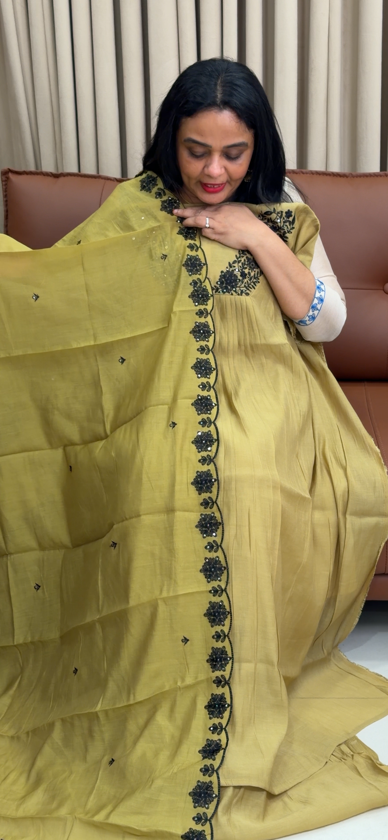 MALAI CHANDERI SEMI STITCHED SALWAR SUITS - IHA 34468