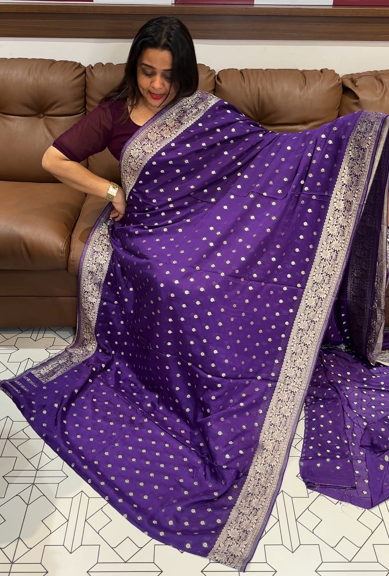 PLATINUM CHIFFON SAREES - IHA 22835