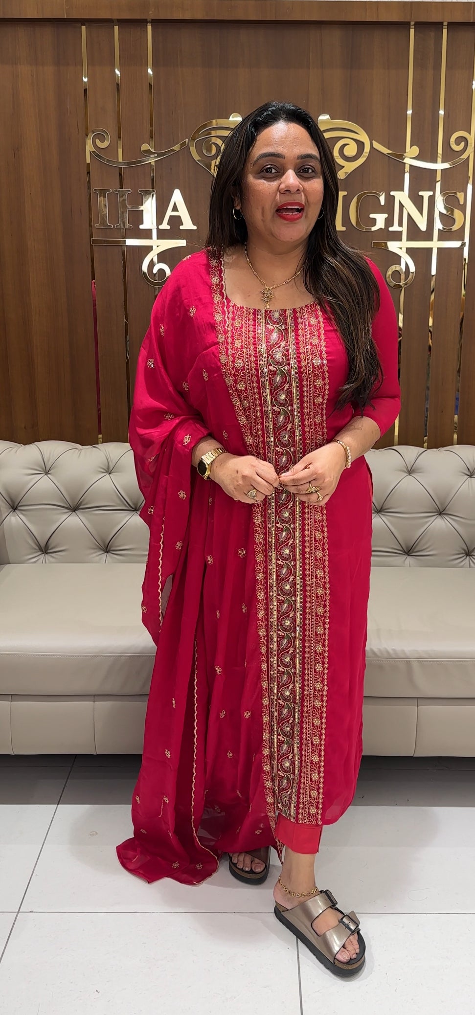 SILKY GEORGETTE UNSTITCHED SALWAR SUITS - IHA 24090