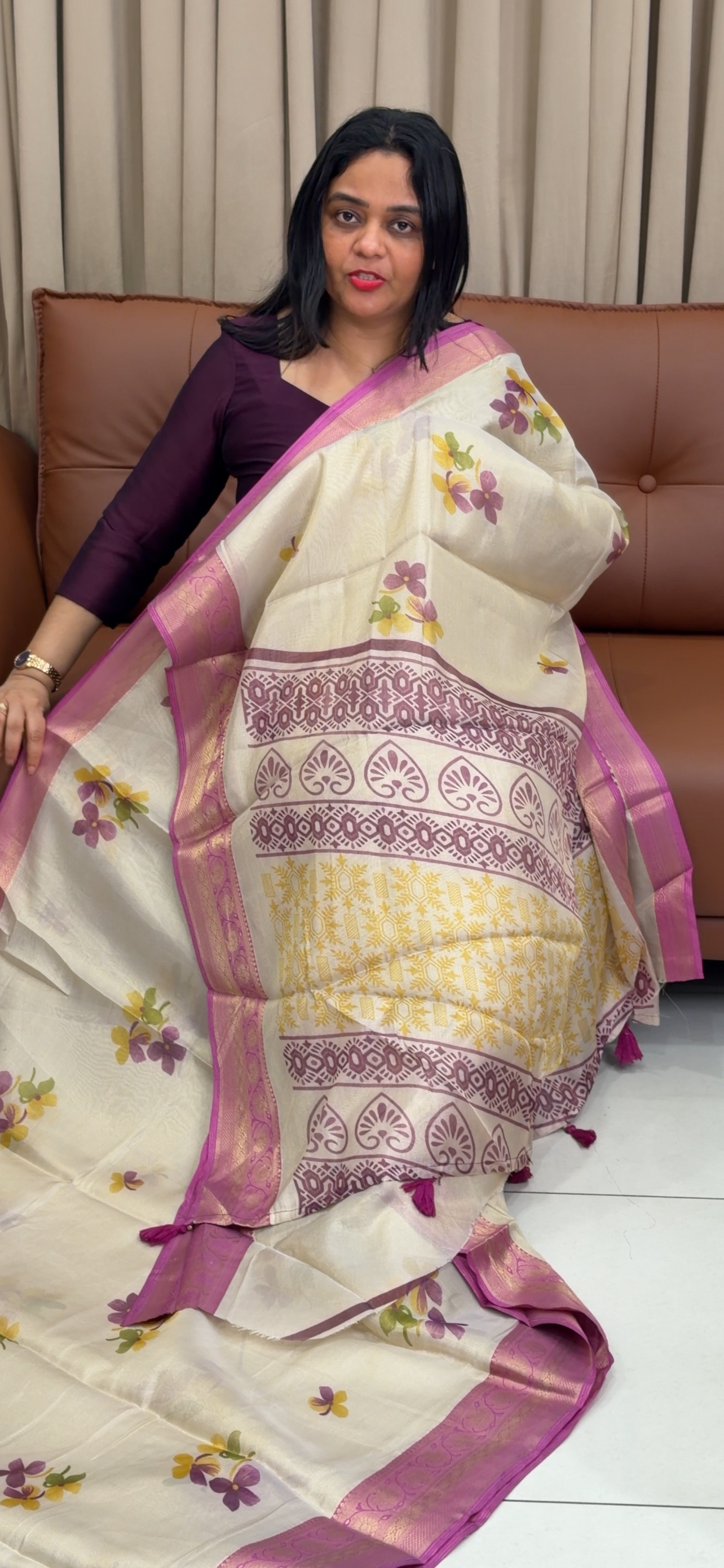 PRINTED TISSUE SAREES - IHA 33805
