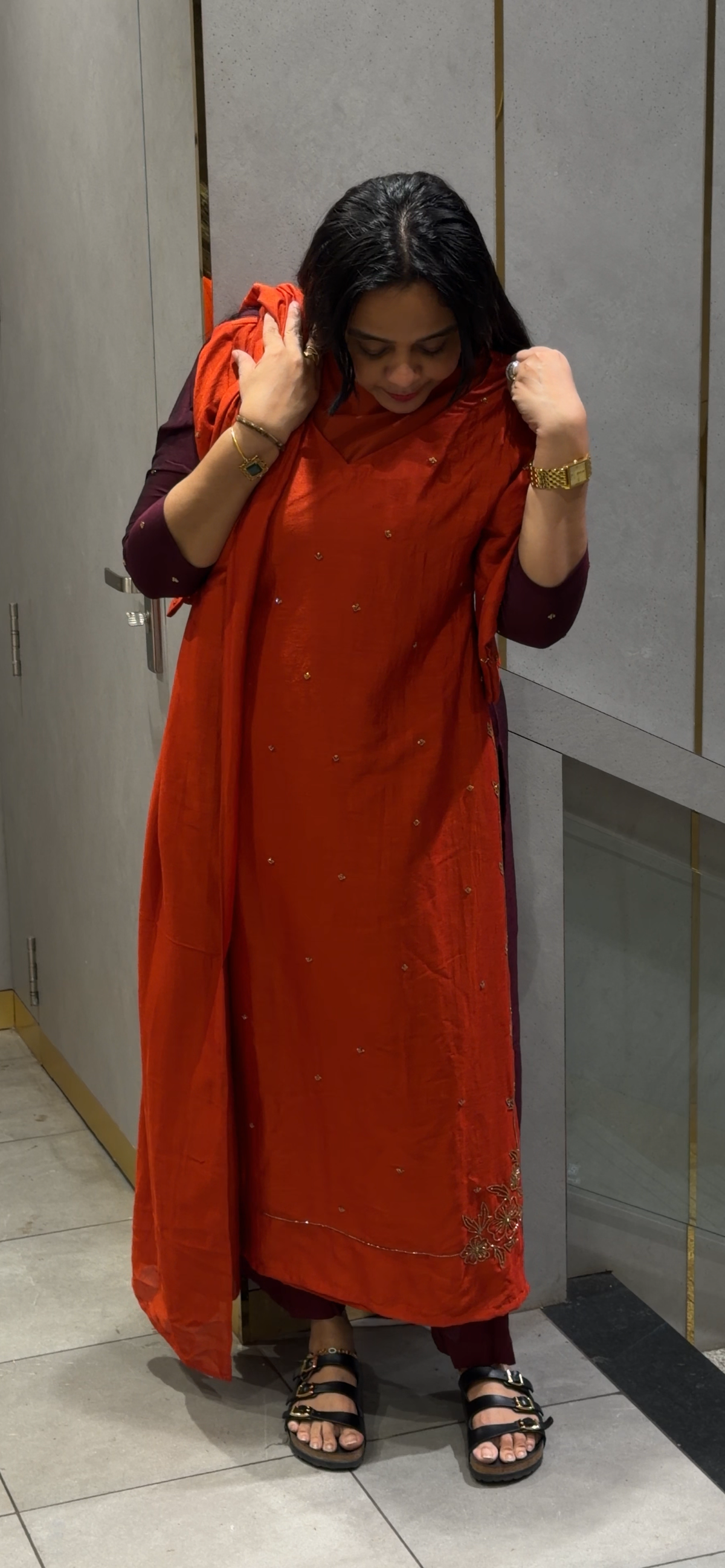 IHA'S IN-HOUSE SEMI RAW SILK TOP, BOTTOM AND DUPATTA - IHA 35293