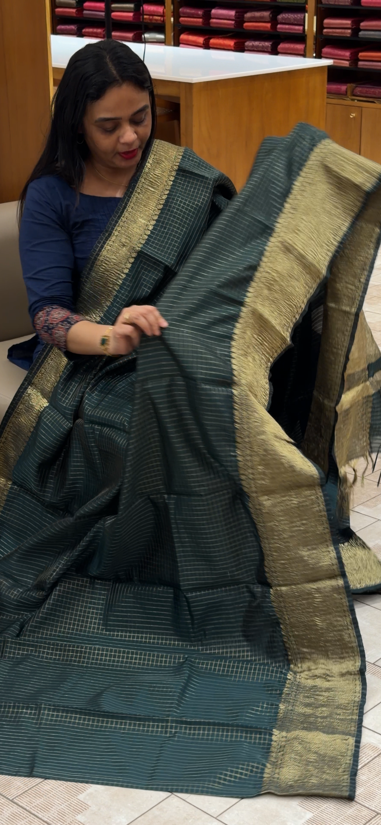SEMI BANARASI SAREES - IHA 34378