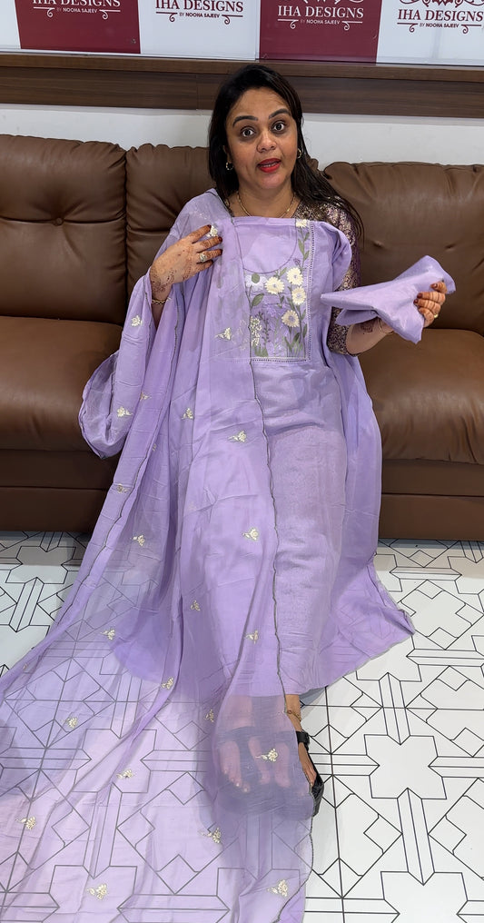 MALAI CHANDERI UNSTITCHED SALWAR SUITS - IHA 23758