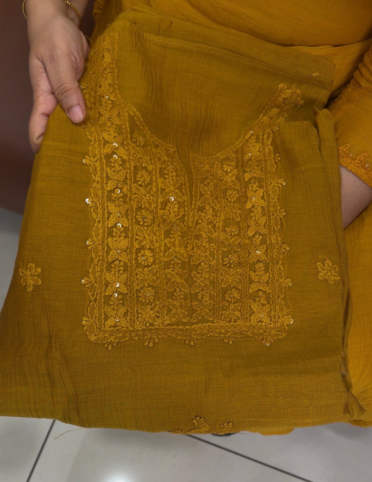 LUCKNOWI CHIKANKARI UNSTITCHED SALWAR SUITS - IHA 34724