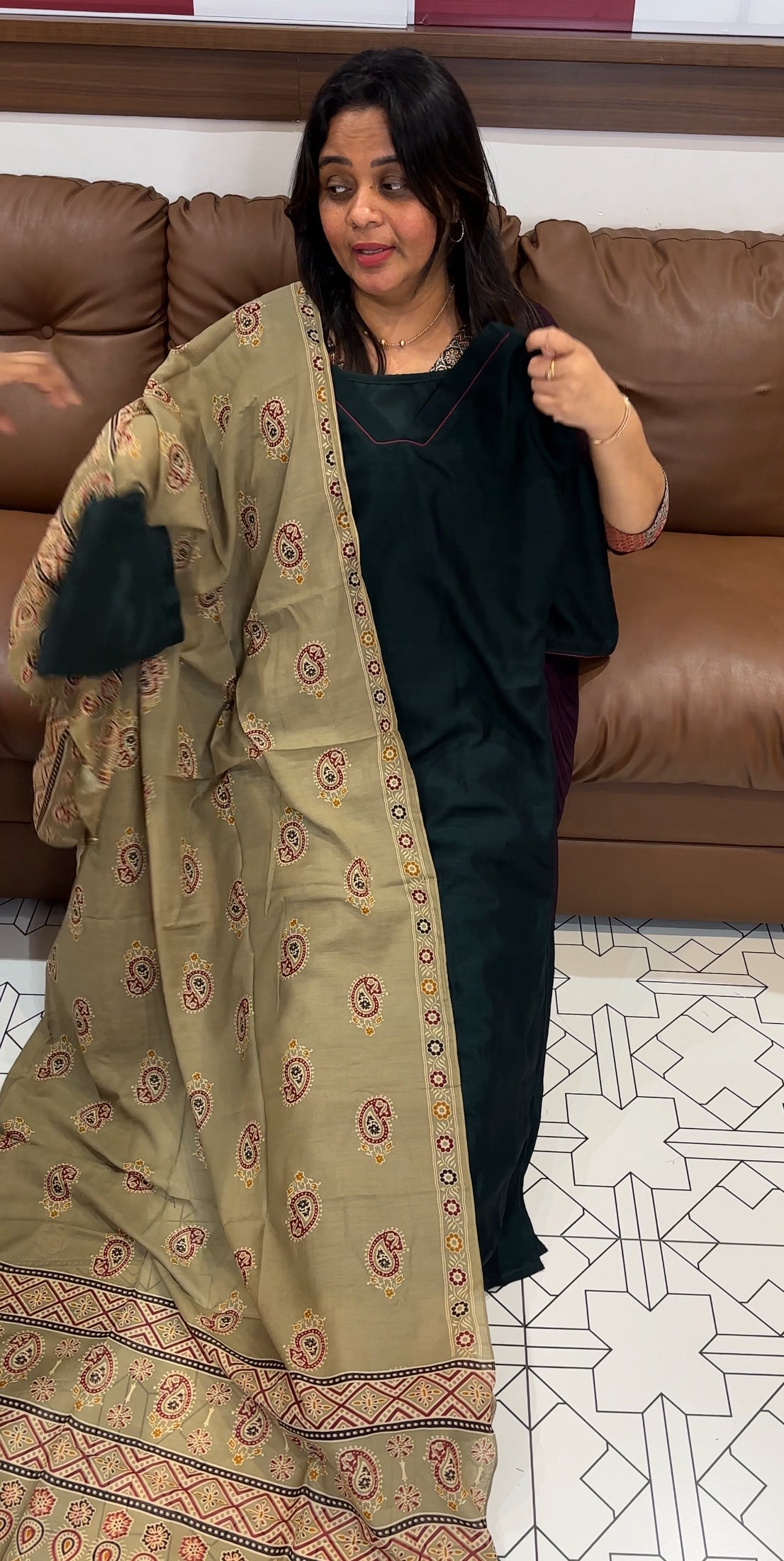 SEMI RAW SILK TOP, BOTTOM AND DUPATTA - IHA 27161