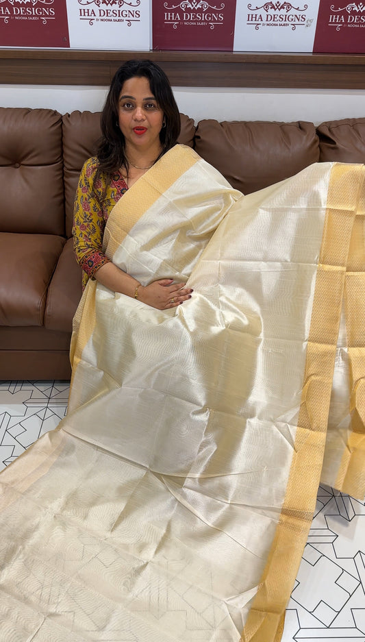 SEMI RAW SILK ONAM SAREES - IHA 25517