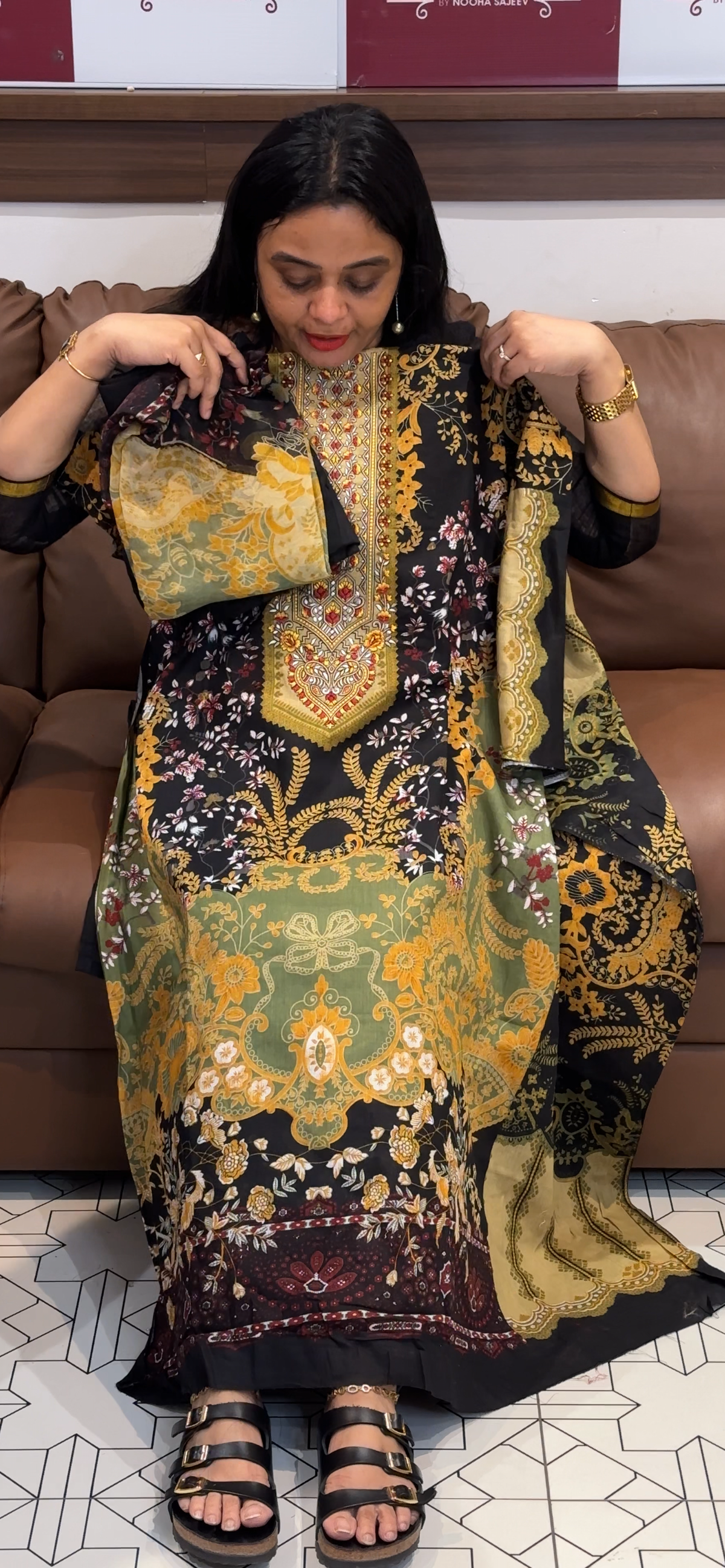 PRINTED COTTON UNSTITCHED SALWAR SUITS - IHA 35483
