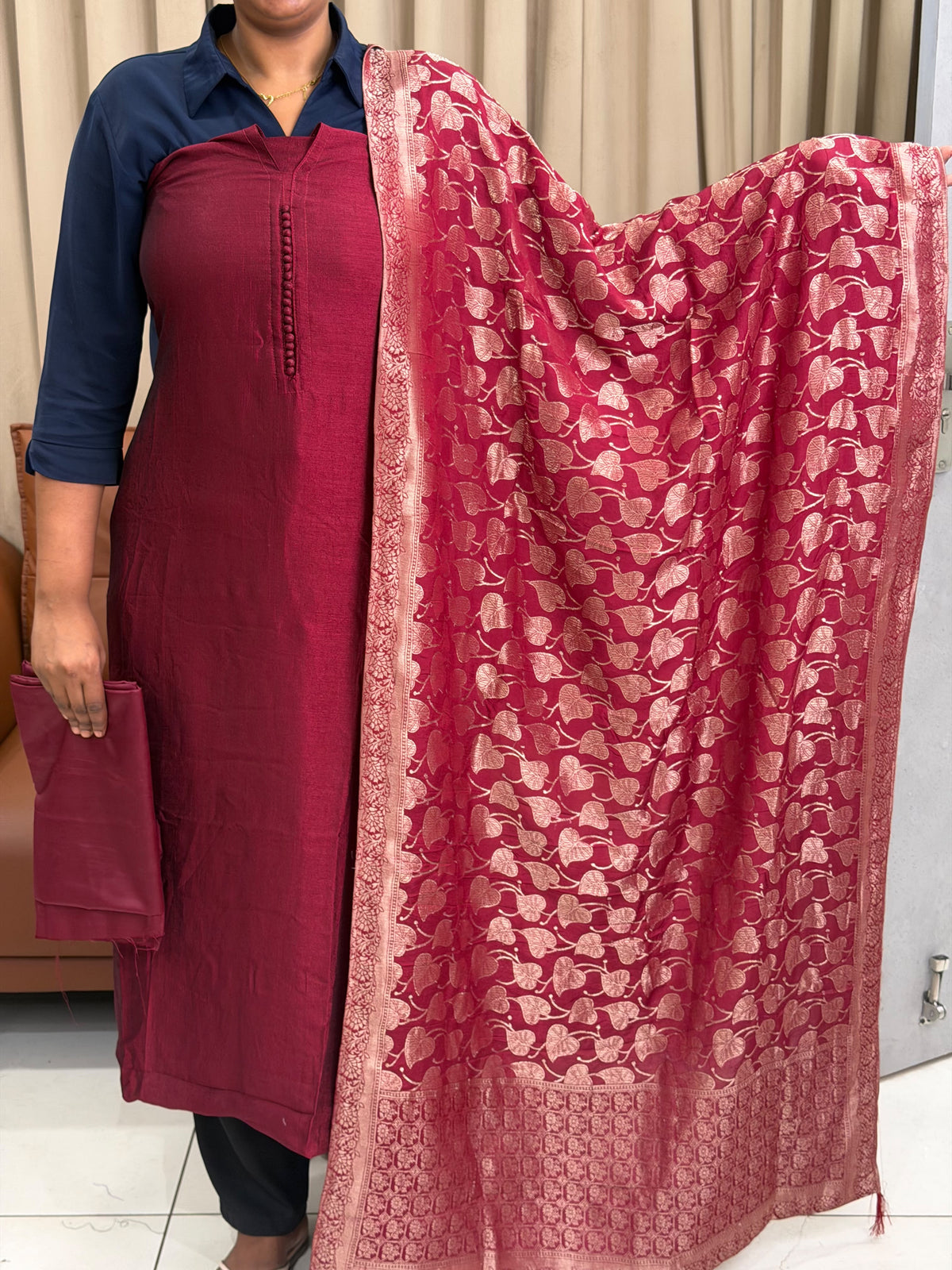 SEMI RAW SILK UNSTITCHED SALWAR SUITS - IHA 35839