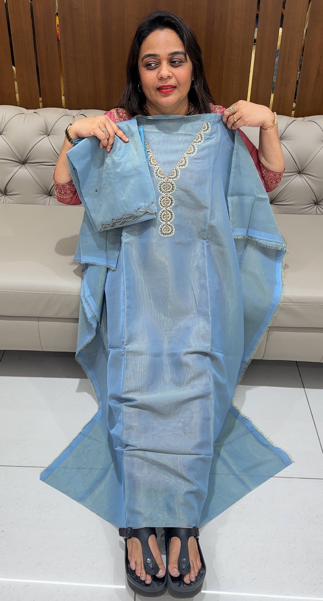 BANARASI TISSUE UNSTITCHED SALWAR SUITS - IHA 23450
