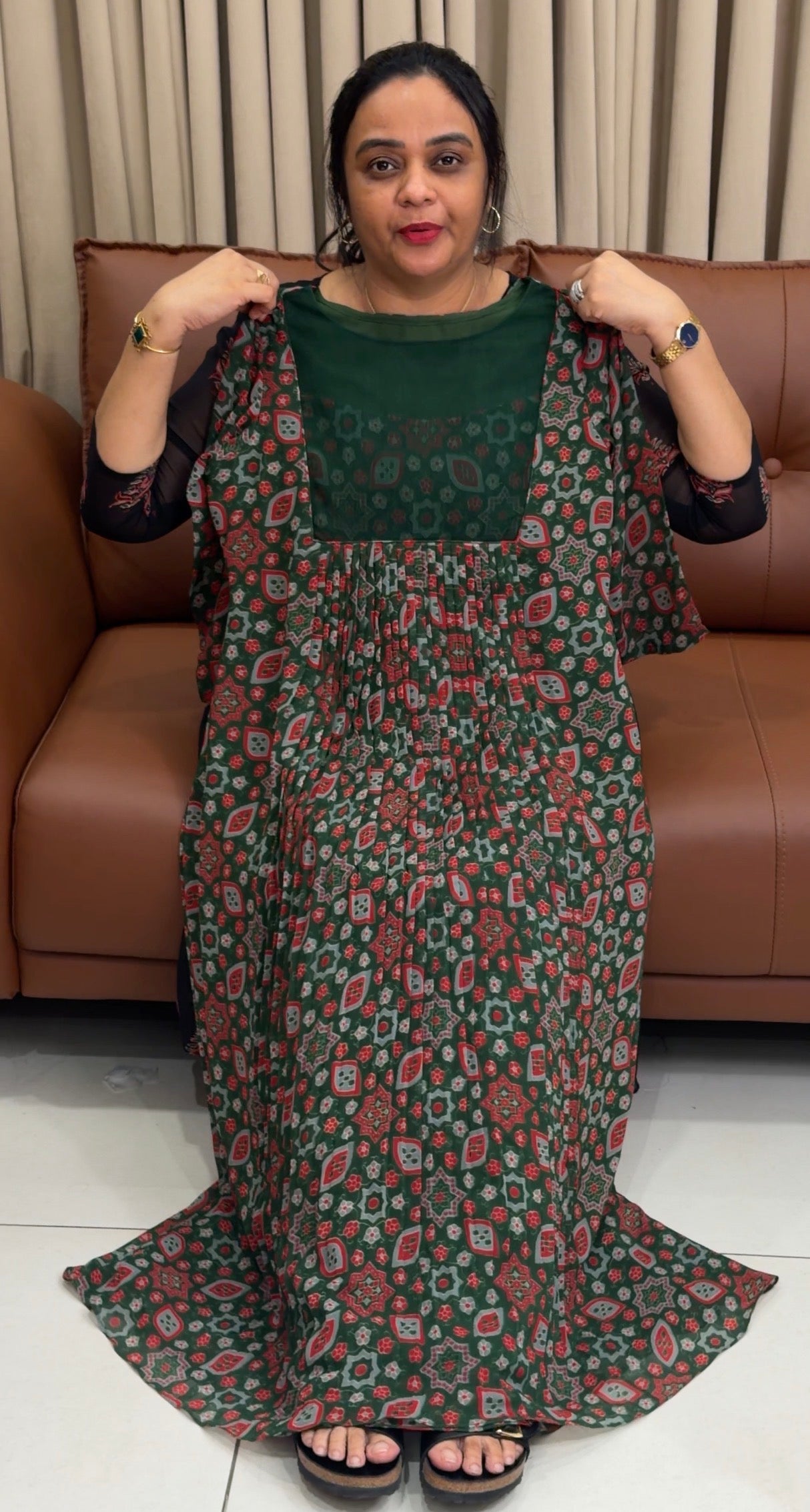 IHA'S IN-HOUSE PRINTED GEORGETTE ALINE TOPS - IHA 34728