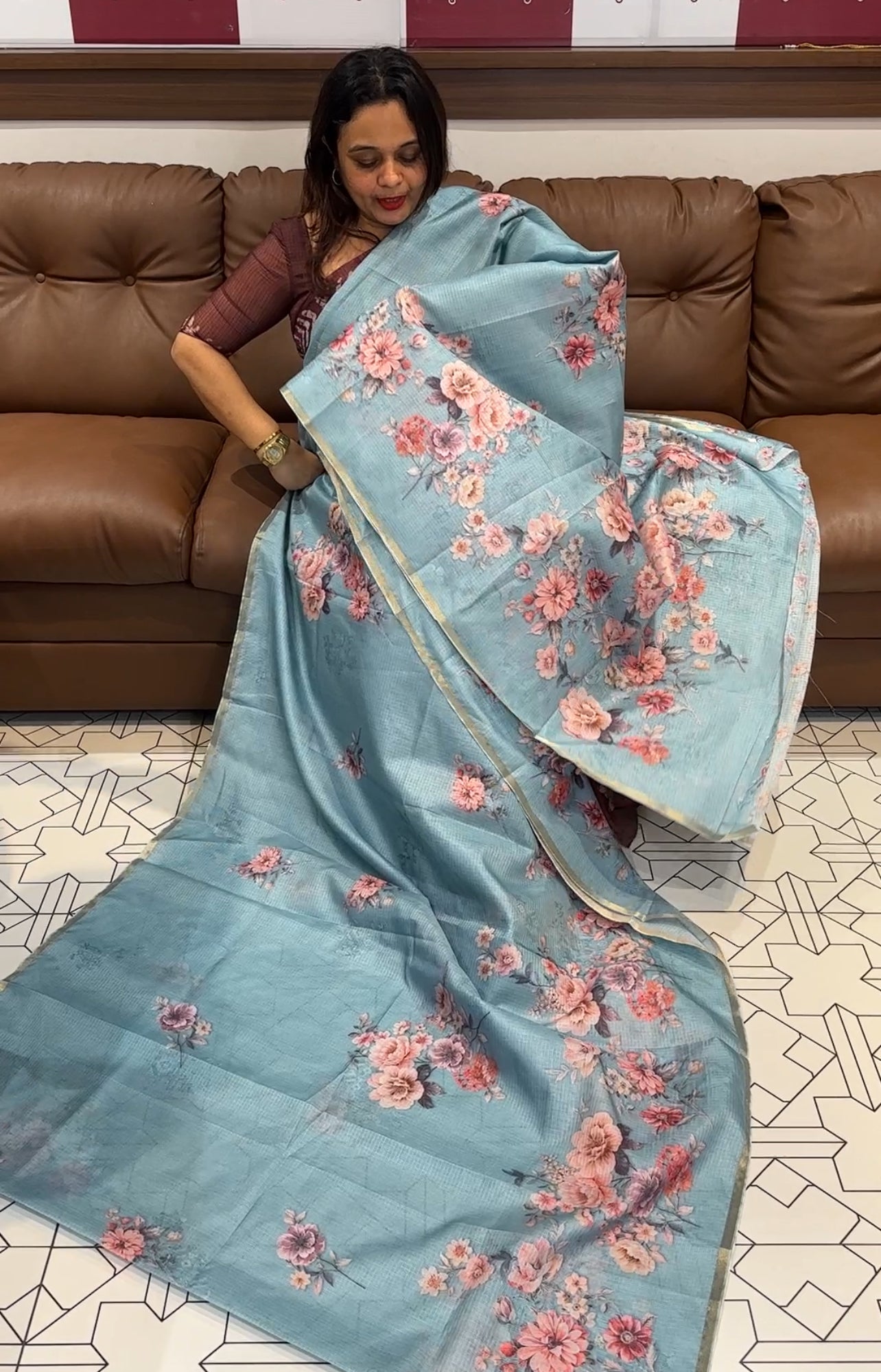 DIGITAL PRINTED SEMI SILK KOTA SAREE - IHA 14556