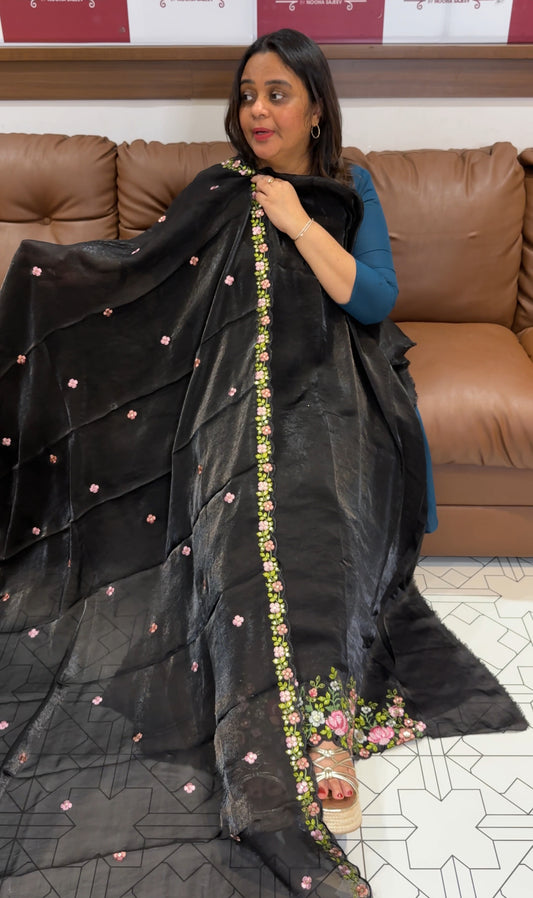 VELVET ORGANZA UNSTITCHED SALWAR SUITS - IHA 27201