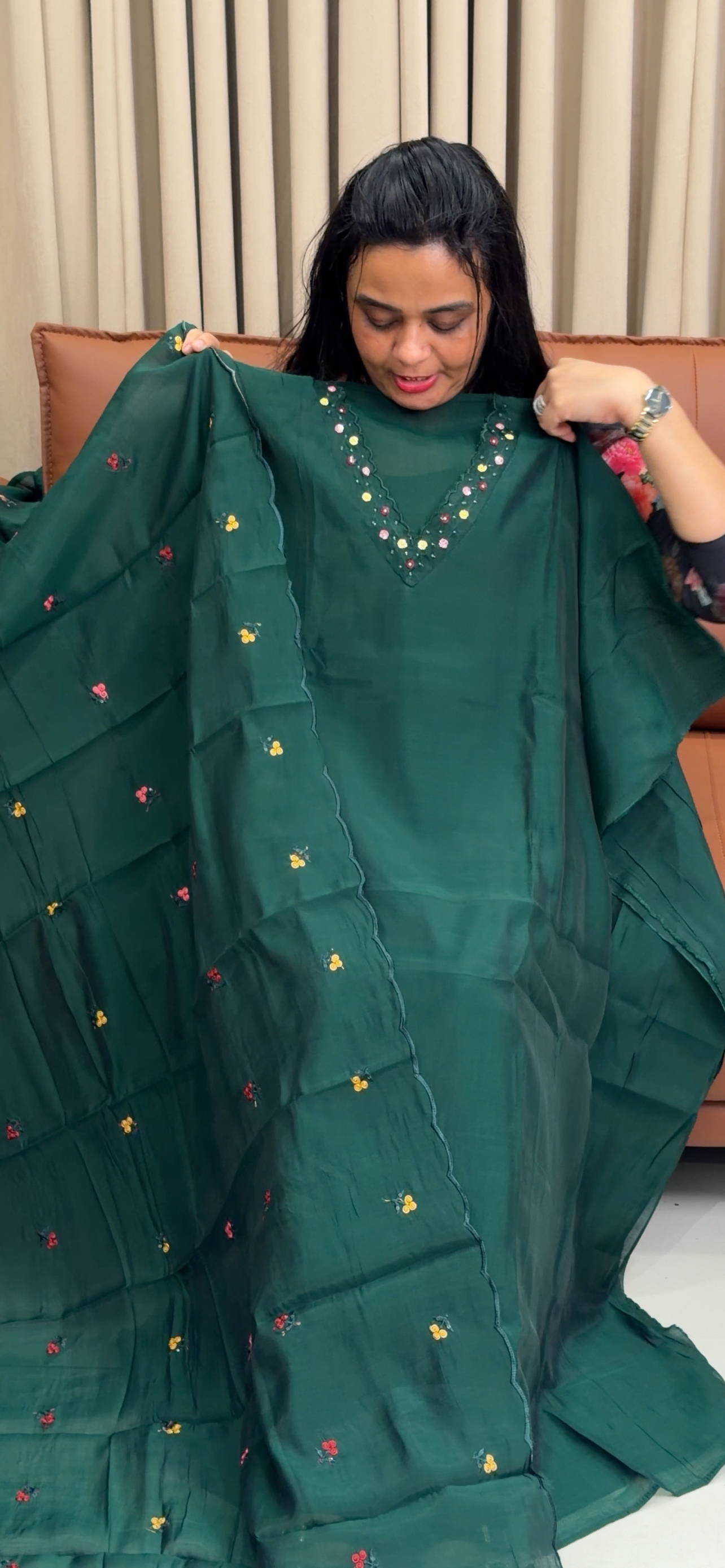 MALAI  CHANDERI UNETITCHED SALWAR SUITS - IHA 34909