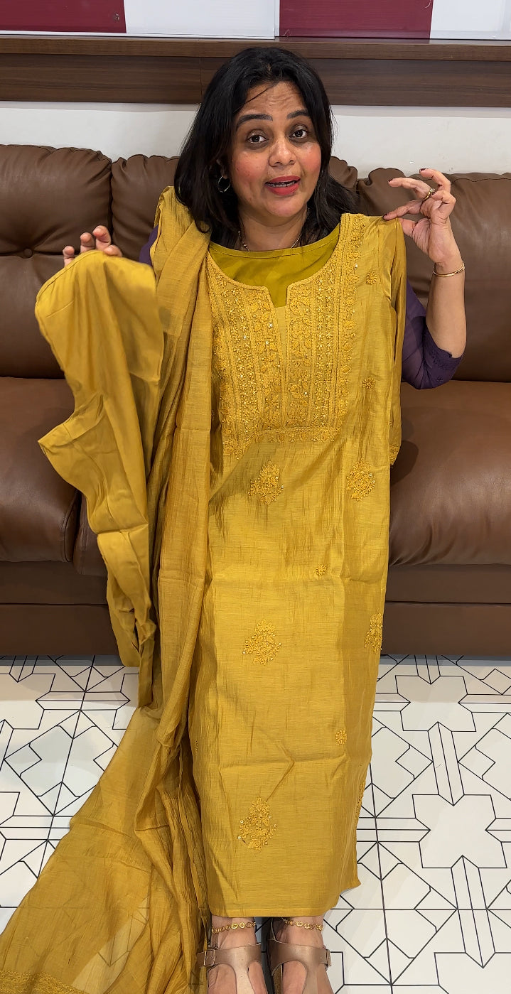 IHA'S IN-HOUSE LUCKNOWI CHIKANKARI TOP, BOTTOM AND DUPATTA - IHA 27147