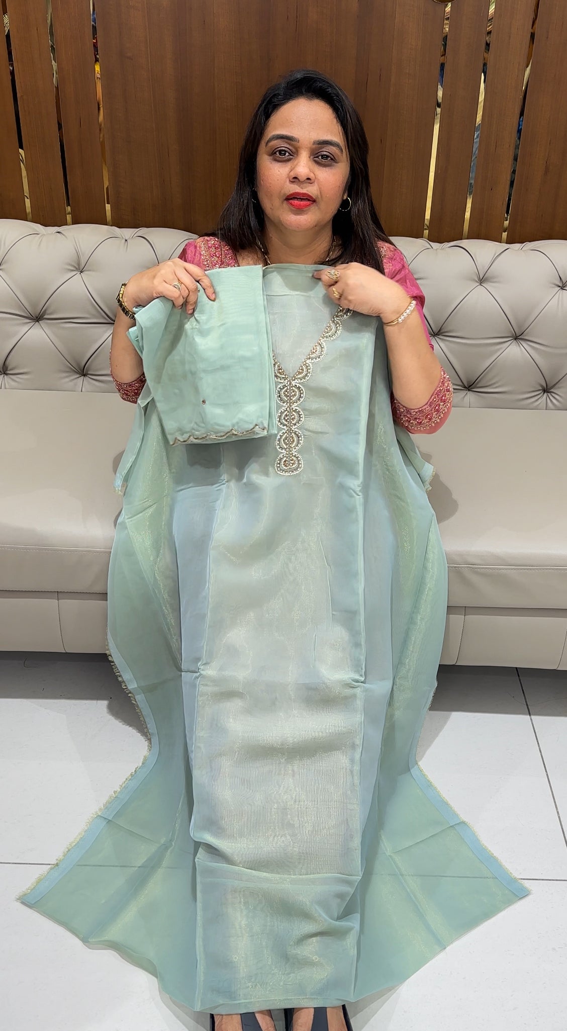 BANARASI TISSUE UNSTITCHED SALWAR SUITS - IHA 23450