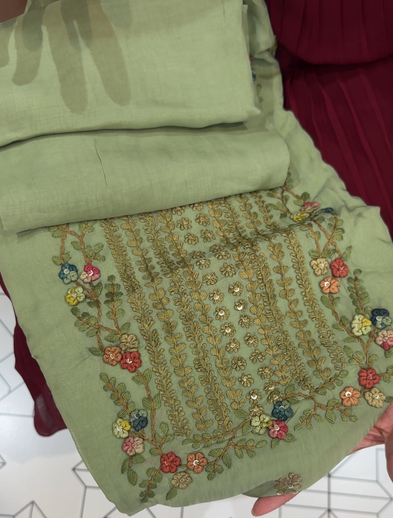 VISCOSE ORGANZA UNSTITCHED SALWAR SUITS - IHA 28069