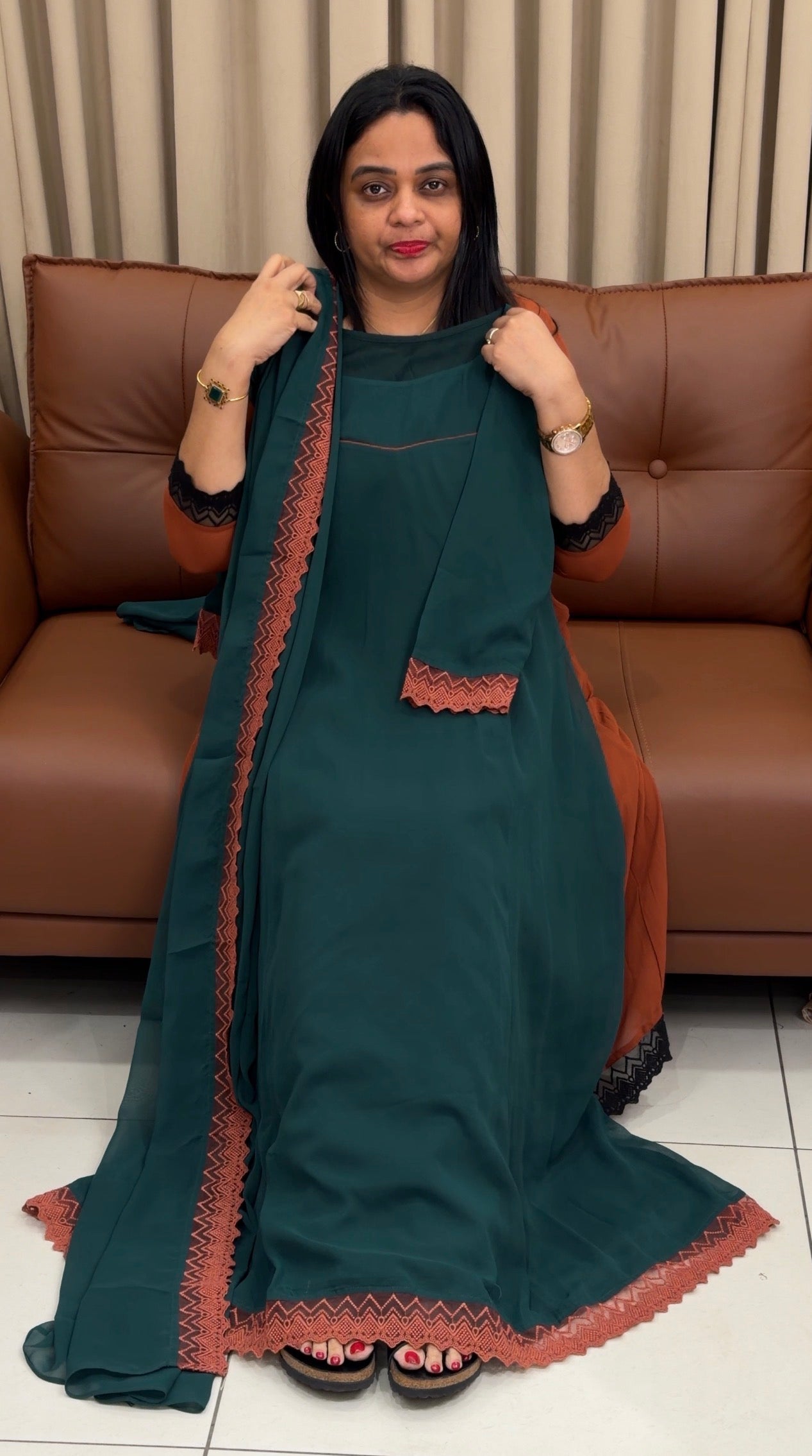 IHA'S IN-HOUSE GEORGETTE SLITTED TOP AND DUPATTA - IHA 34256