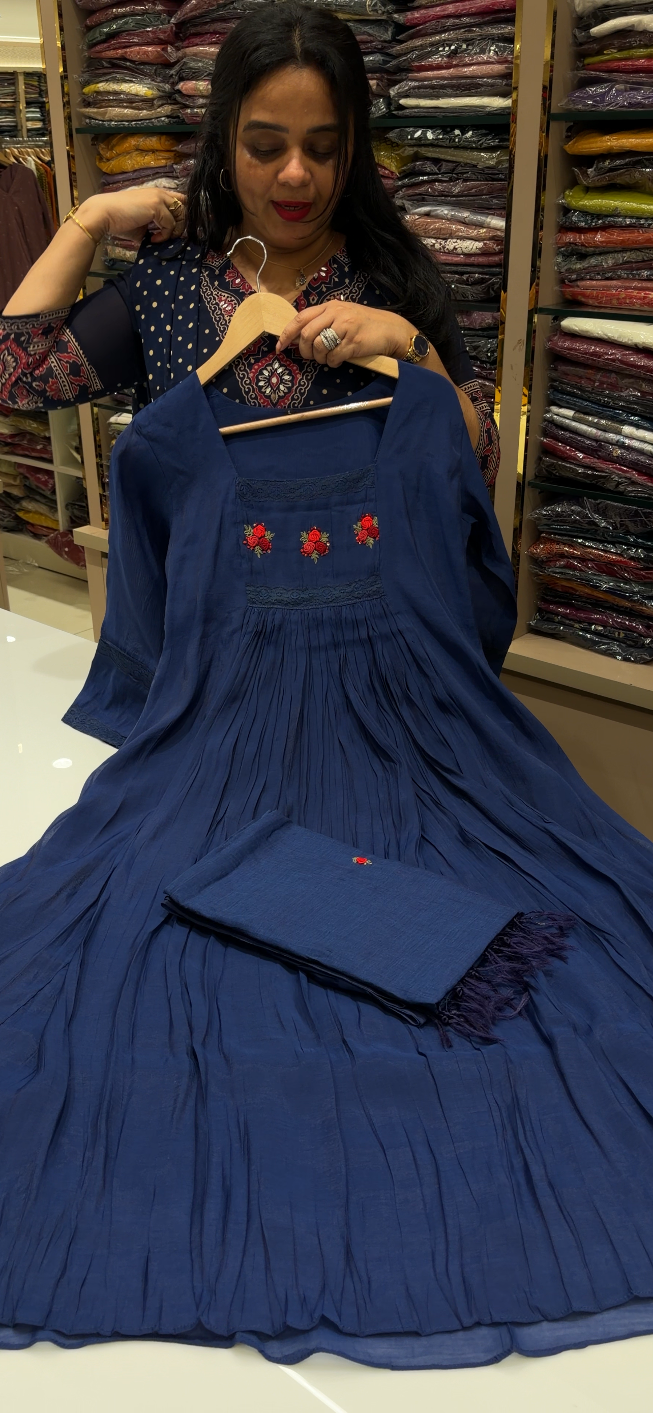 MALAI CHANDERI TOP, BOTTOM AND DUPATTA - IHA 34632