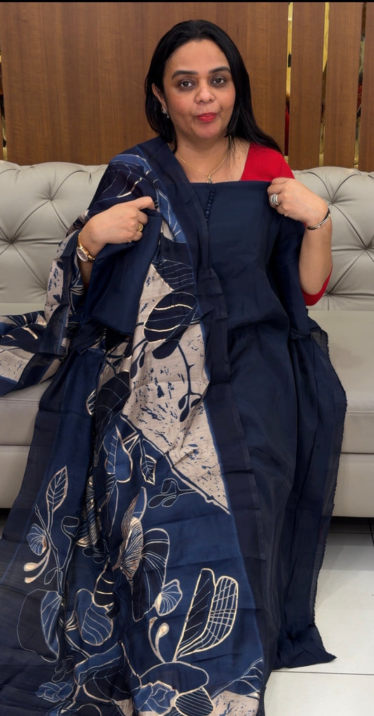 MALAI CHANDERI UNSTITCHED SALWAR SUITS - IHA 32050