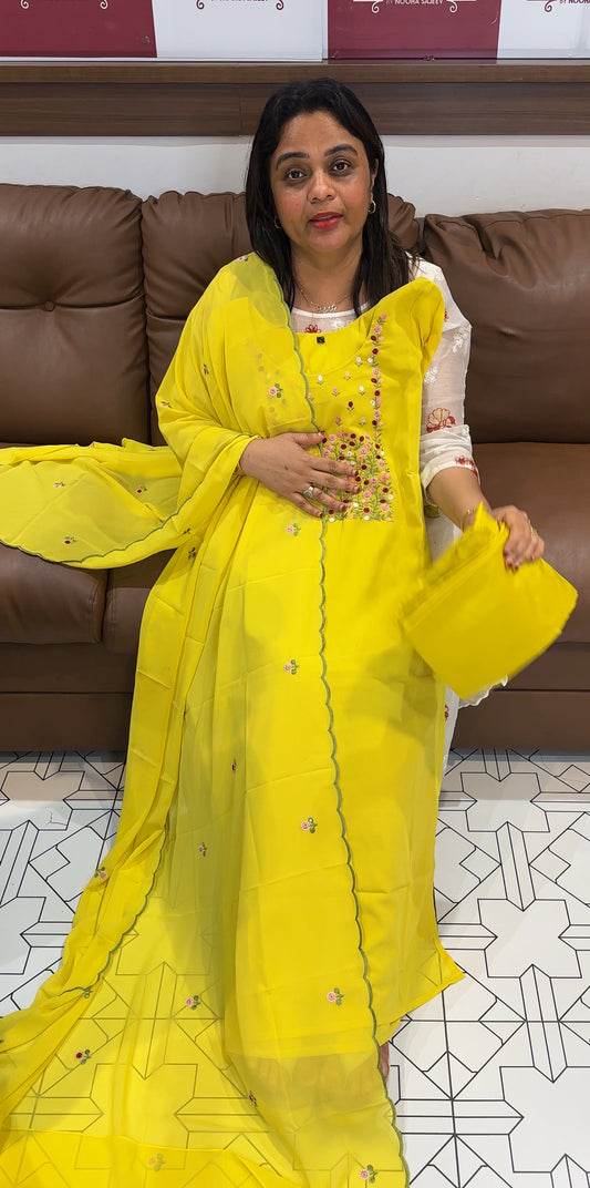 FAUX GEORGETTE TOP ,BOTTOM AND DUPATTA - IHA 24747