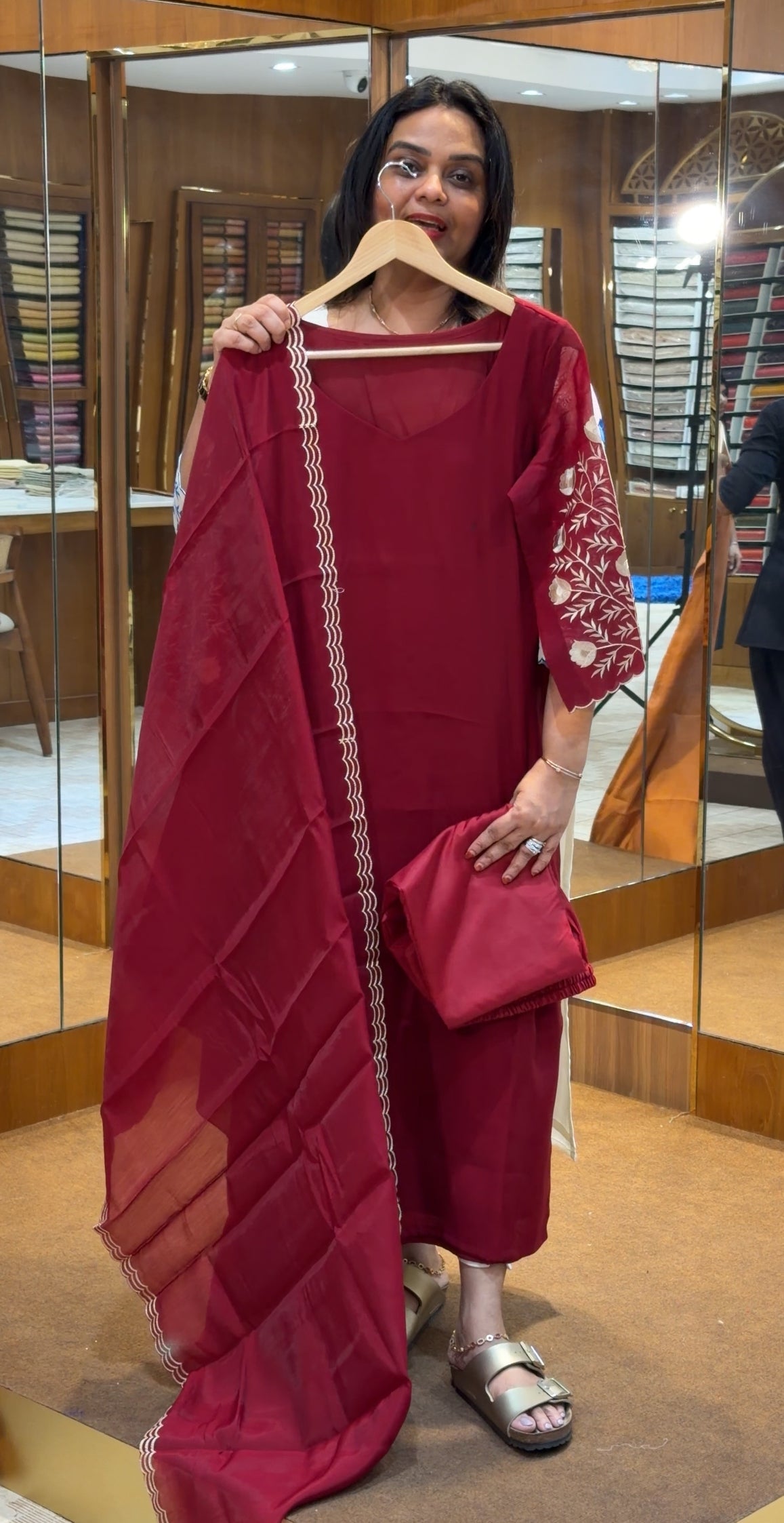 IHA'S IN-HOUSE MALAI CHANDERI TOP ,BOTTOM AND DUPATTA - IHA 32510