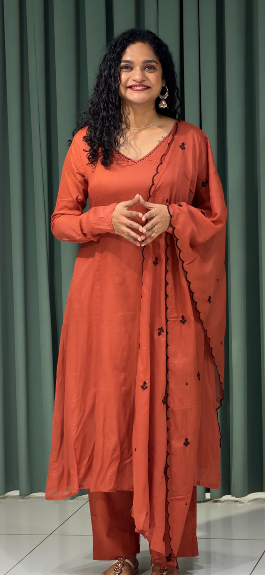 MUL CHANDERI TOP, BOTTOM AND DUPATTA - IHA 36001