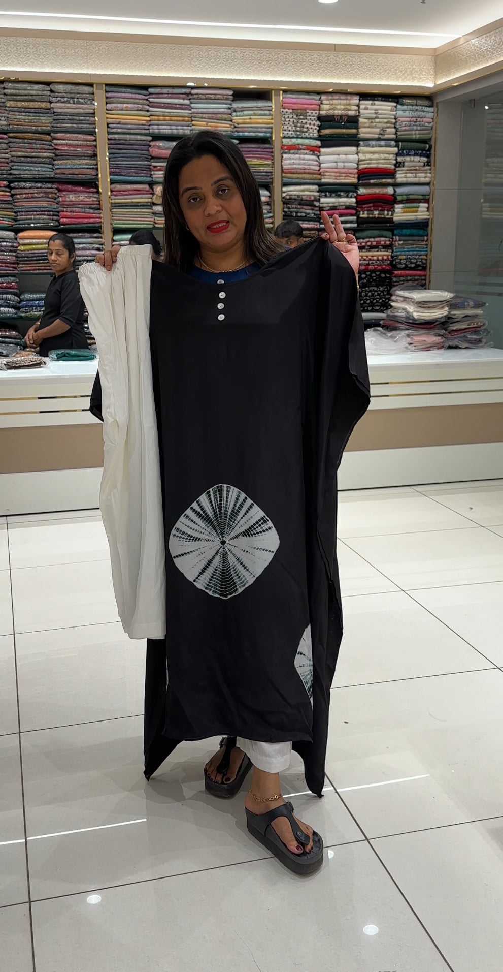 CRAPE SILK KAFTAN TOP AND BOTTOM - IHA 26035