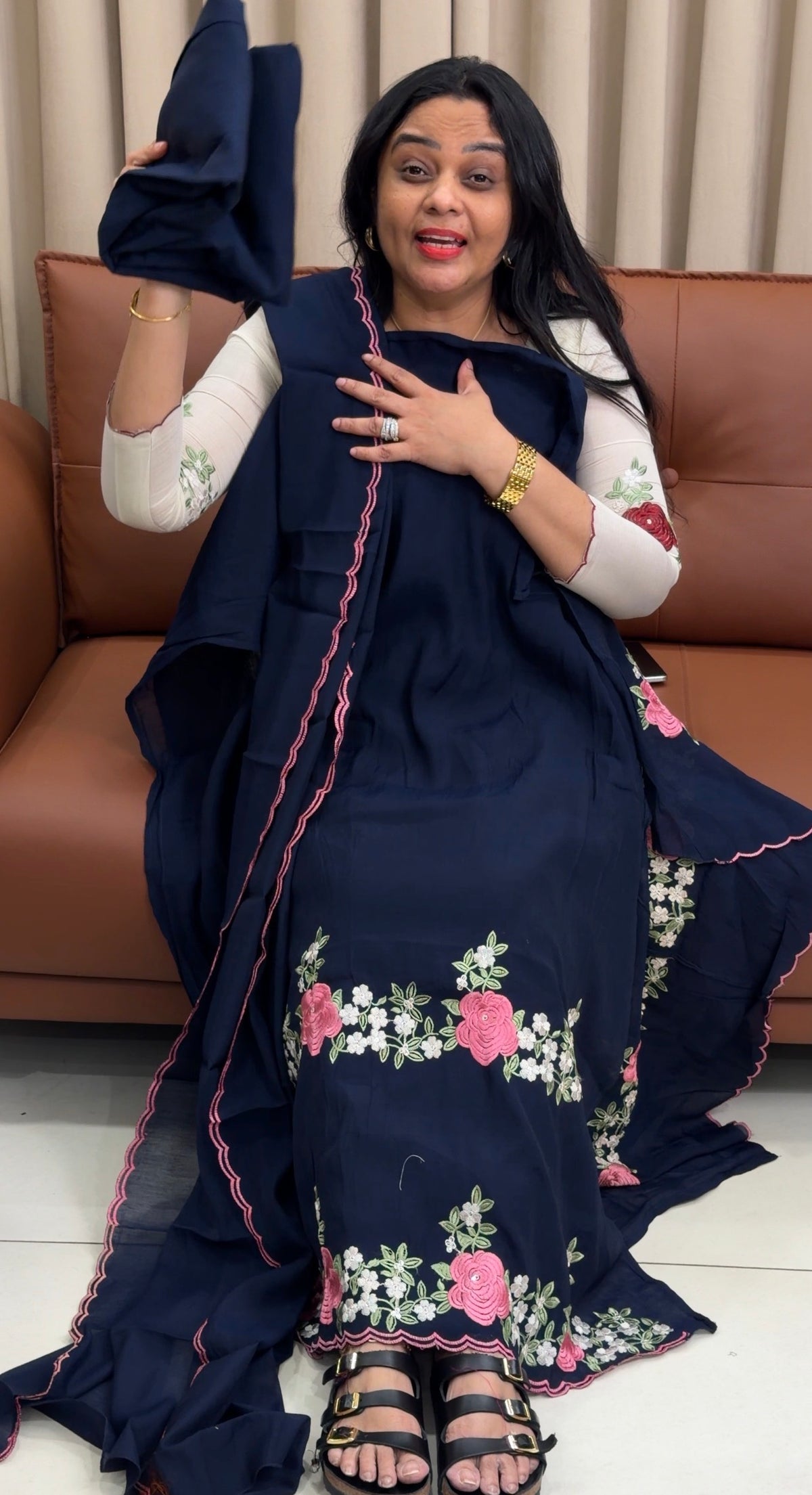 SILK LINEN UNSTITCHED SALWAR SUITS - IHA 36079
