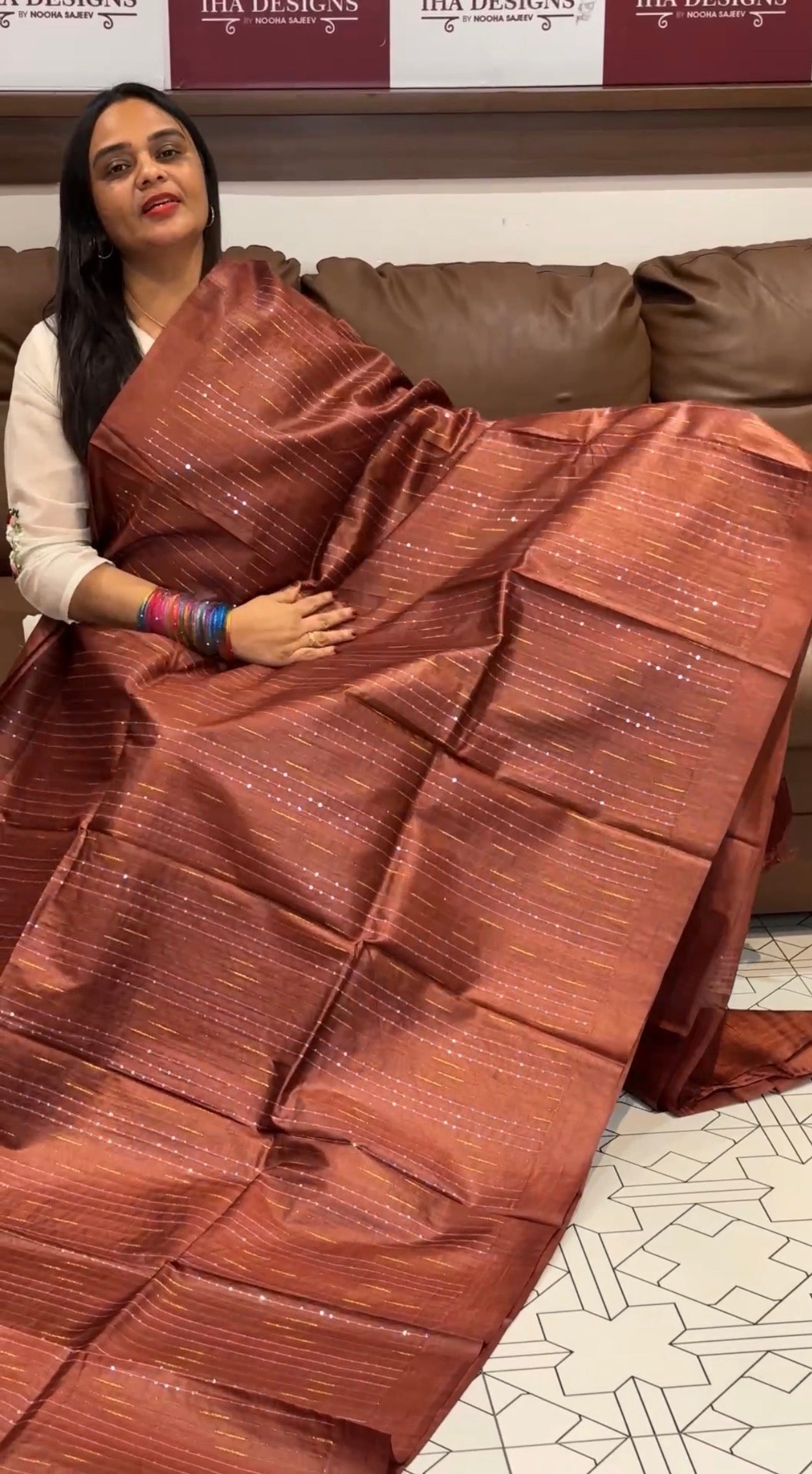 HANDLOOM TUSSUR SILK SAREES - IHA 31571