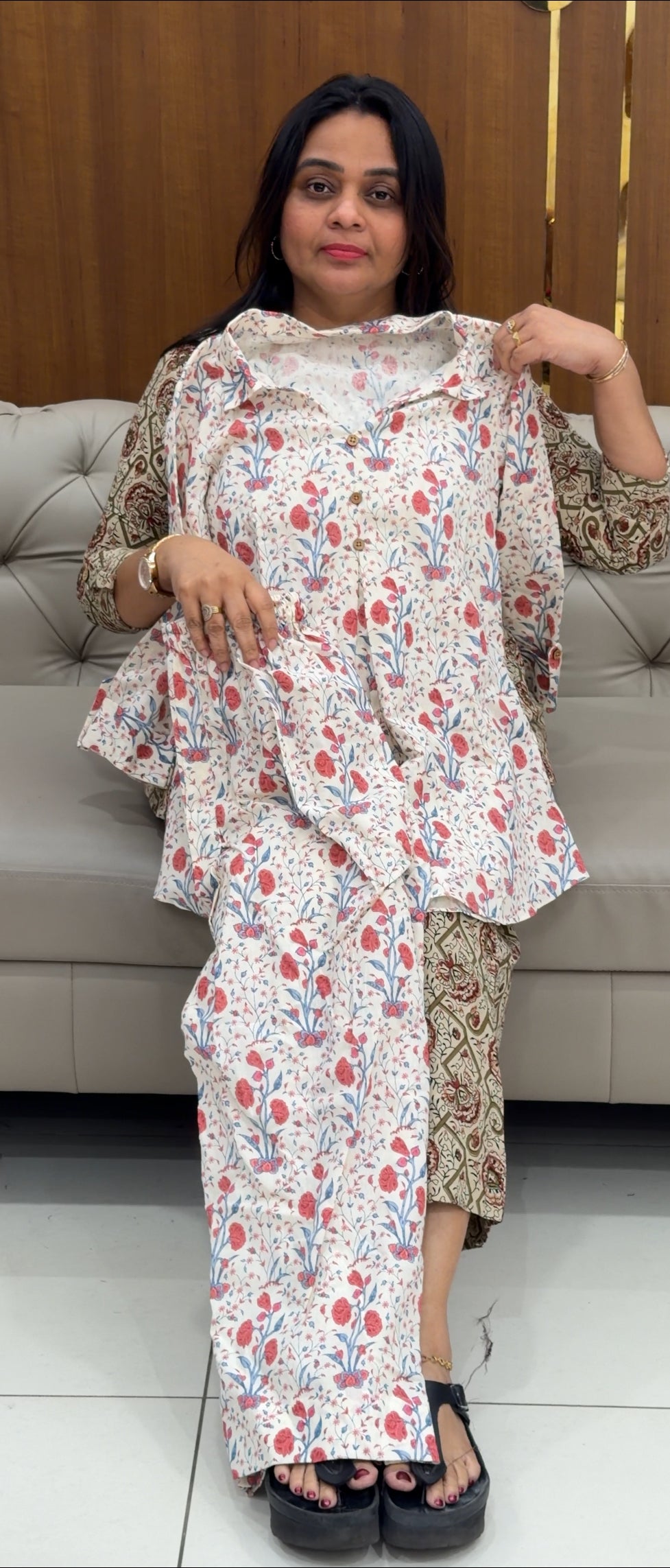 IHA'S IN-HOUSE PRINTED COTTON SHORT CO-ORDSS SETS - IHA 29393